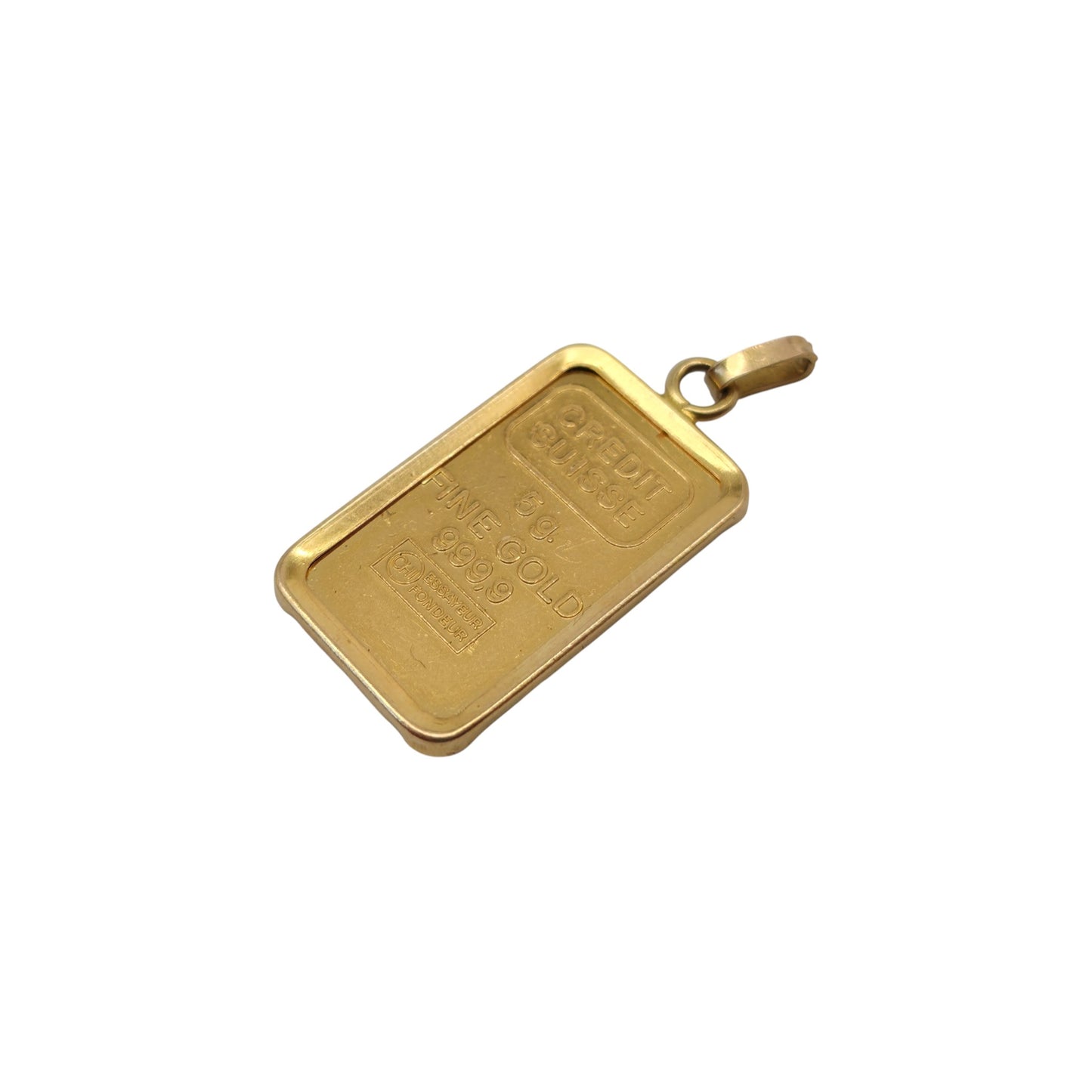 Solid 24ct Gold Ingot In 22ct Mount Pendant 5.9 g.