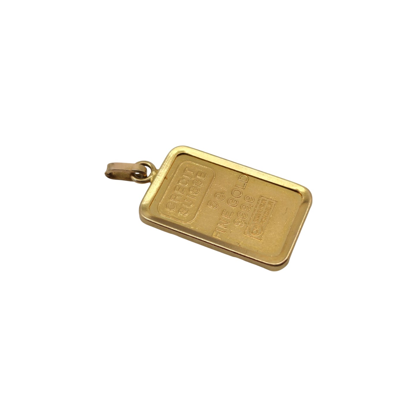 Solid 24ct Gold Ingot In 22ct Mount Pendant 5.9 g.