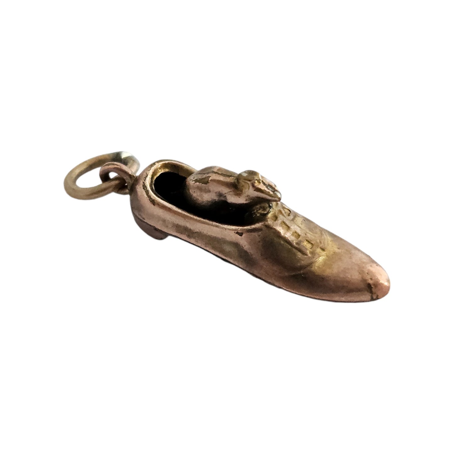 Antique 9ct Rose Gold Mouse in a Boot Charm c.1900 L 1.9 cm 0.8 g.
