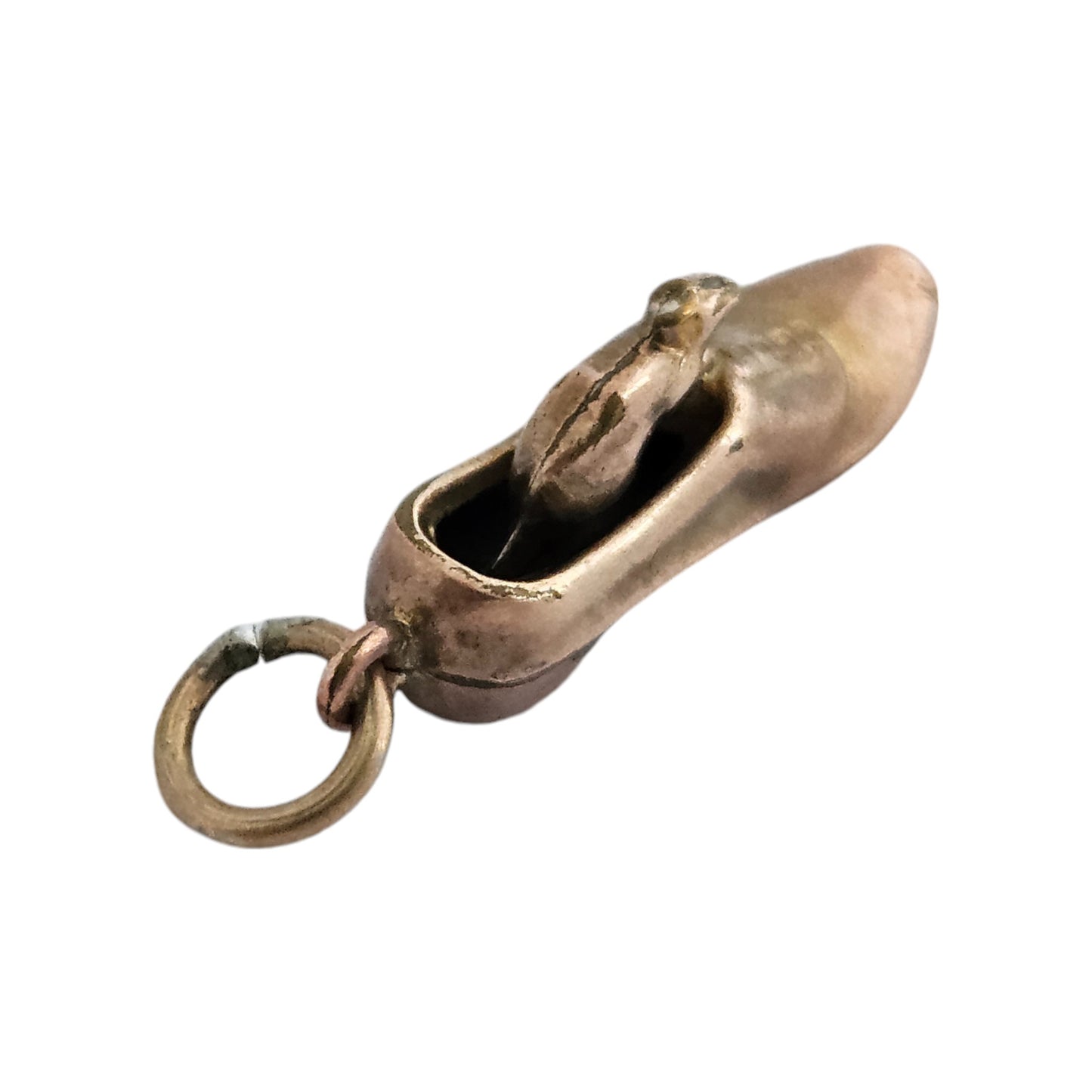 Antique 9ct Rose Gold Mouse in a Boot Charm c.1900 L 1.9 cm 0.8 g.