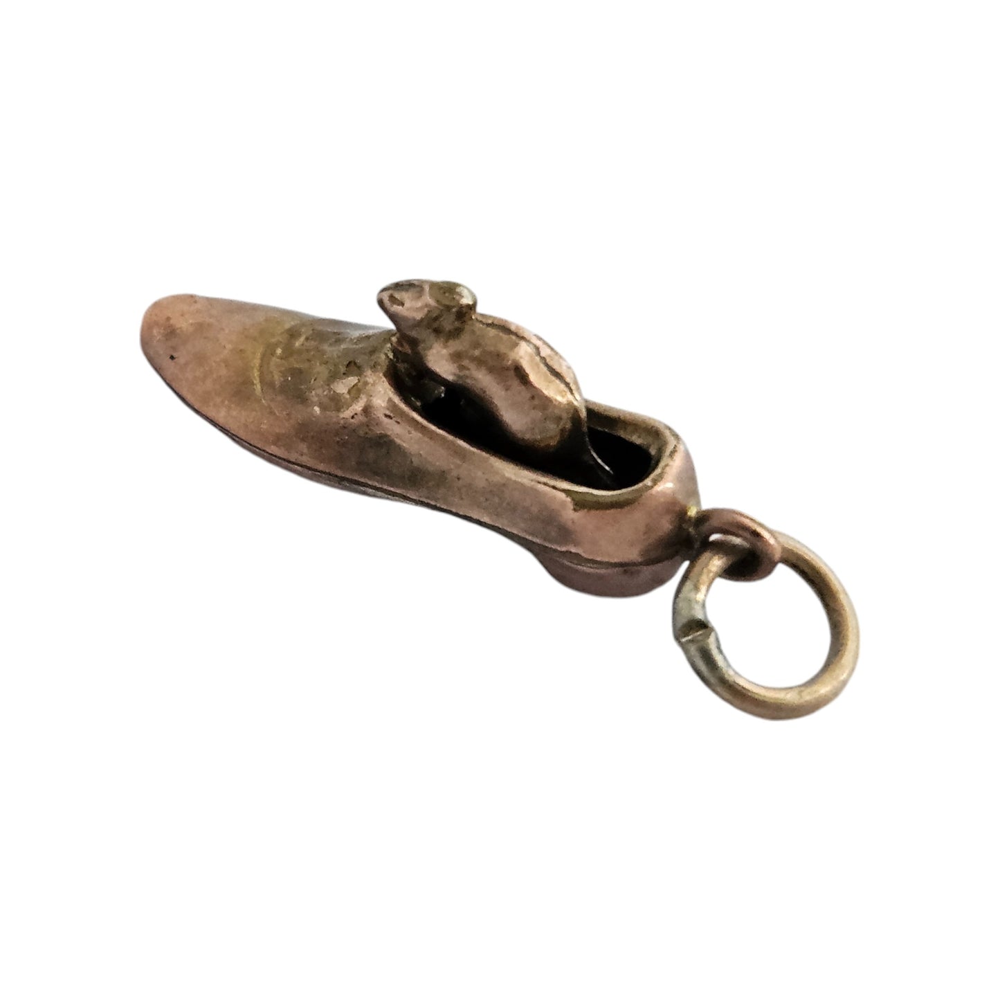 Antique 9ct Rose Gold Mouse in a Boot Charm c.1900 L 1.9 cm 0.8 g.