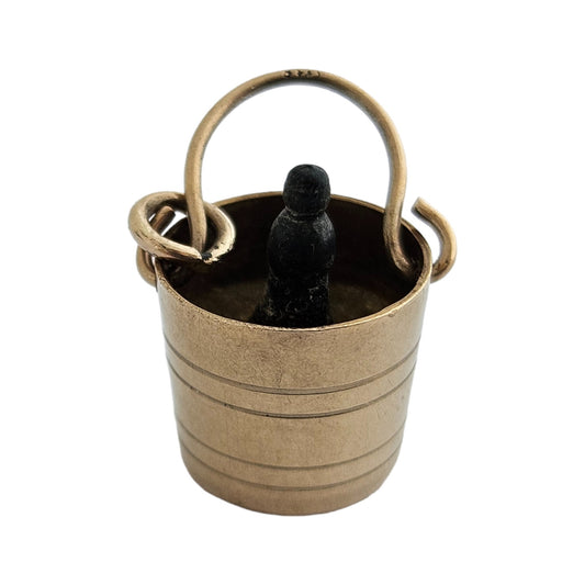 9ct 375 Yellow Gold Champagne Bucket Charm 1959 L 1.8 cm 2.0 g