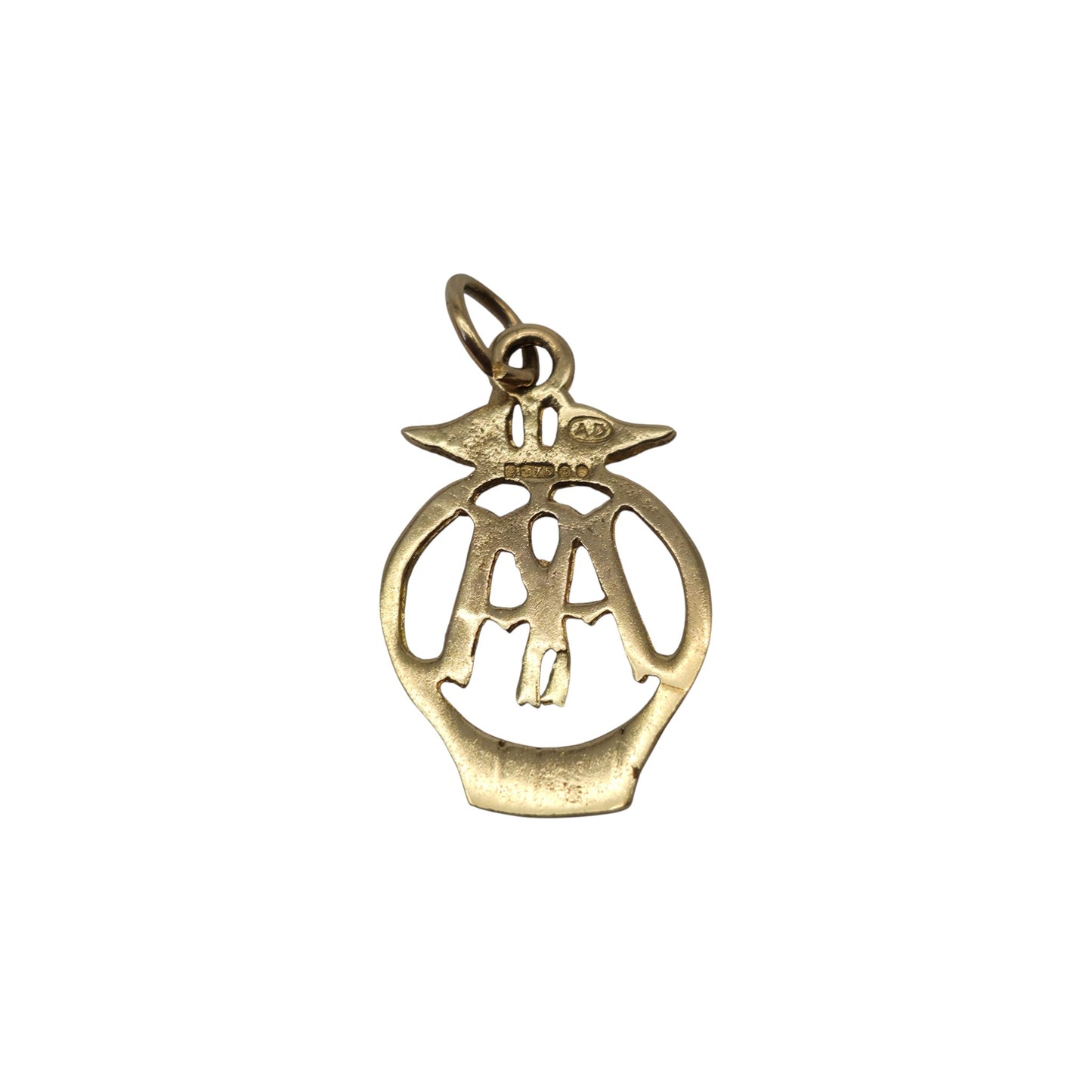 Unusual 9ct 375 Yellow Gold AA Badge Charm 1970 L 1.8 cm 1.0 g.