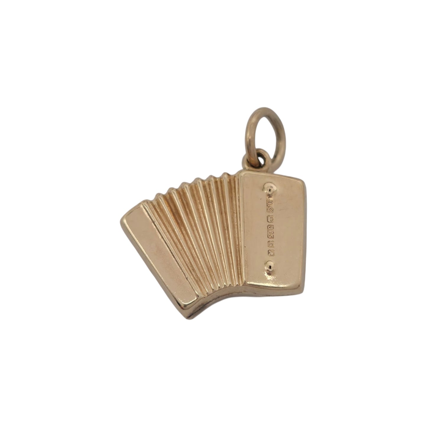 9ct 375 Yellow Gold Accordion Charm 1975 L 1.5 cm 1.0 g.