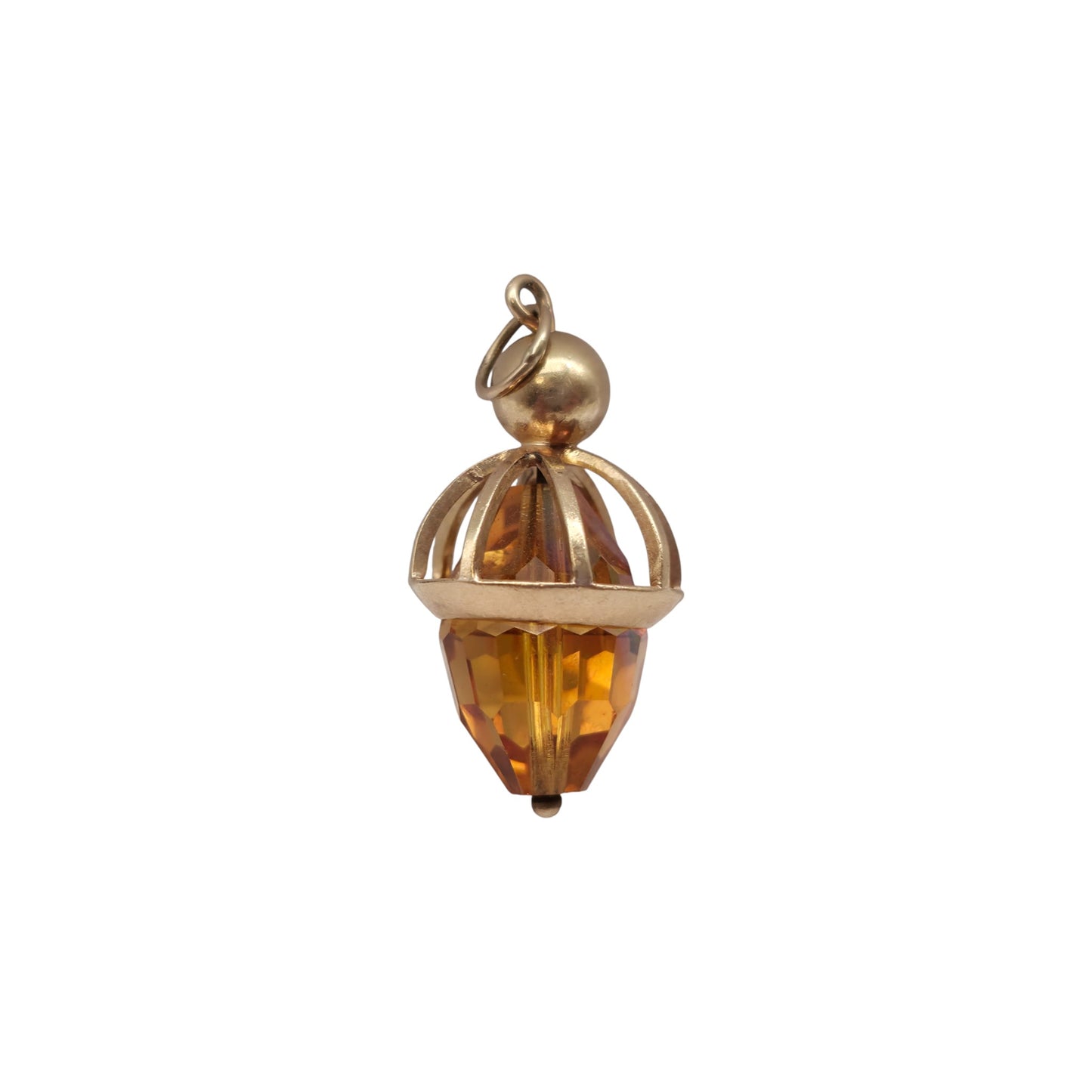 9ct 375 Yellow Gold Acorn Charm 1971 L 2.6 cm 4.9 g.
