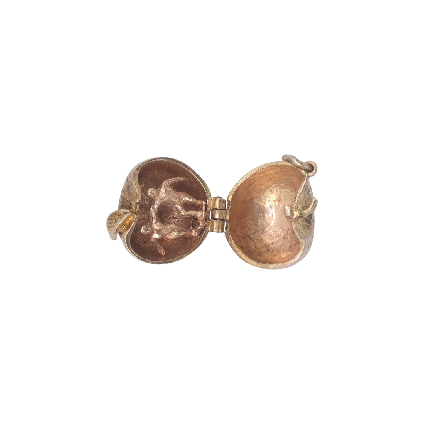 9ct 375 Yellow Gold Adam & Eve Inside Apple Opening Charm c.1960 L 1.3 cm 4.8 g.