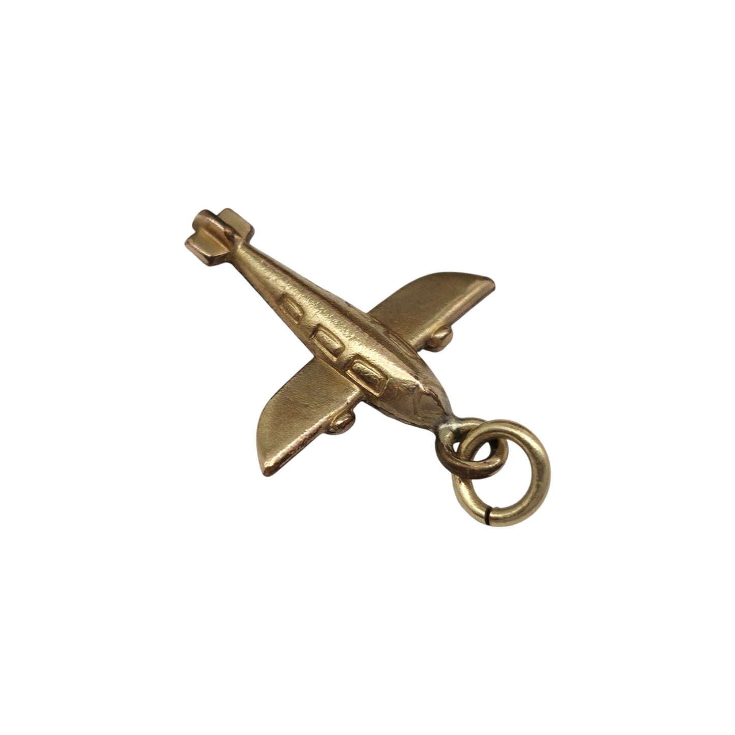9ct Yellow Gold Aeroplane Charm L 1.3 cm 0.4 g.