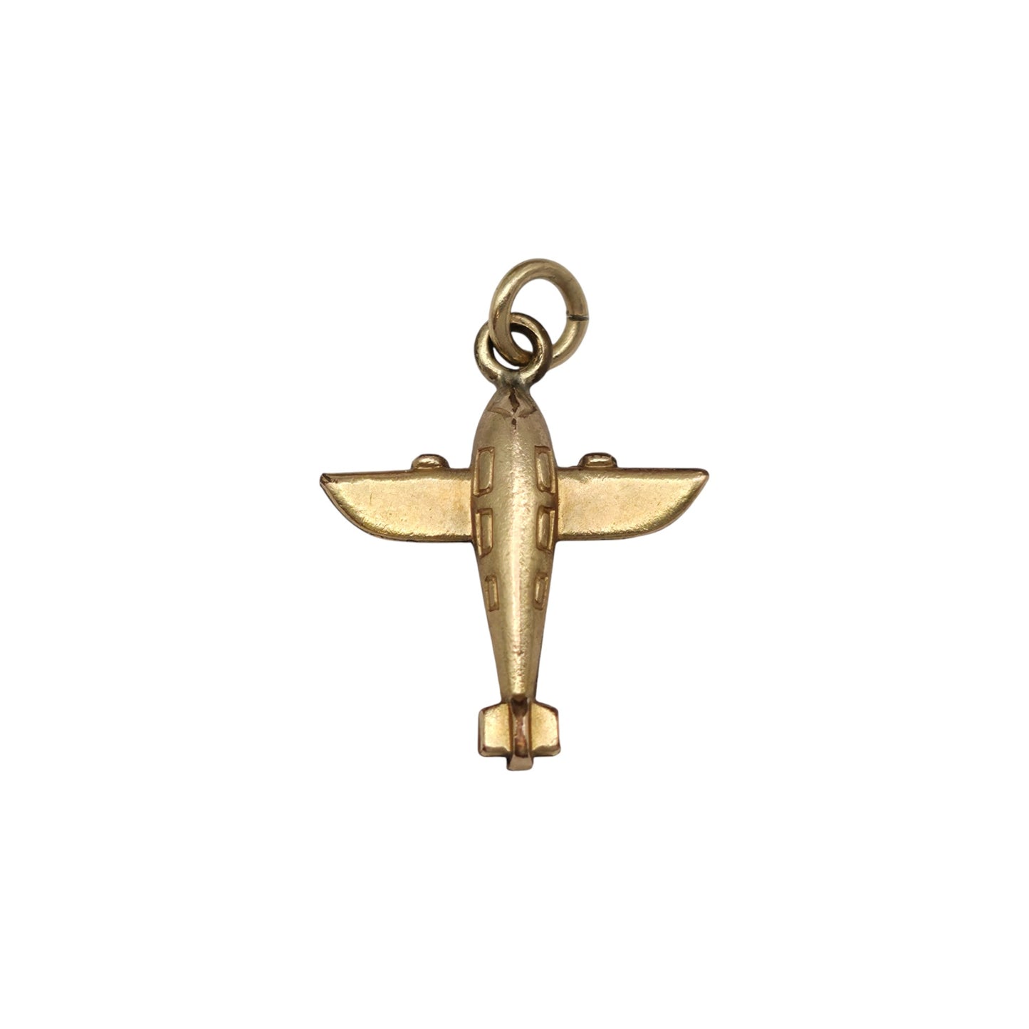 9ct Yellow Gold Aeroplane Charm L 1.3 cm 0.4 g.