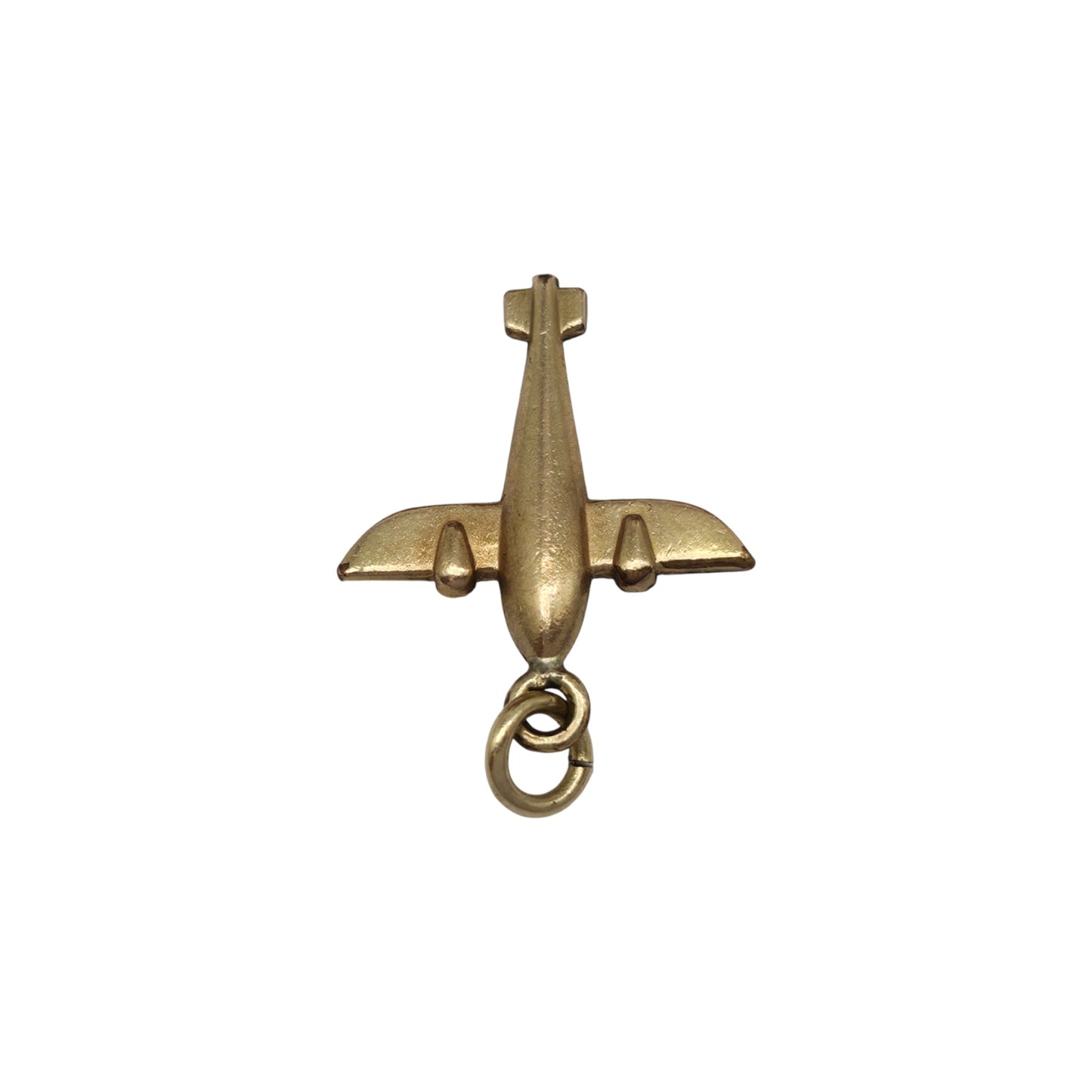 9ct Yellow Gold Aeroplane Charm L 1.3 cm 0.4 g.