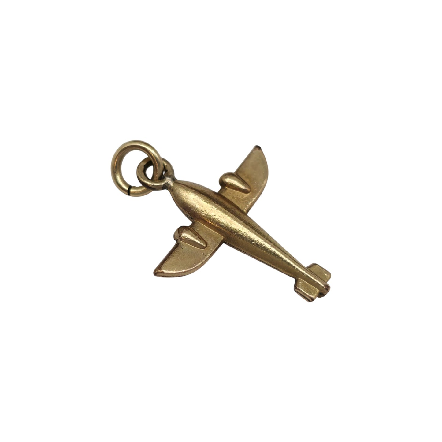 9ct Yellow Gold Aeroplane Charm L 1.3 cm 0.4 g.