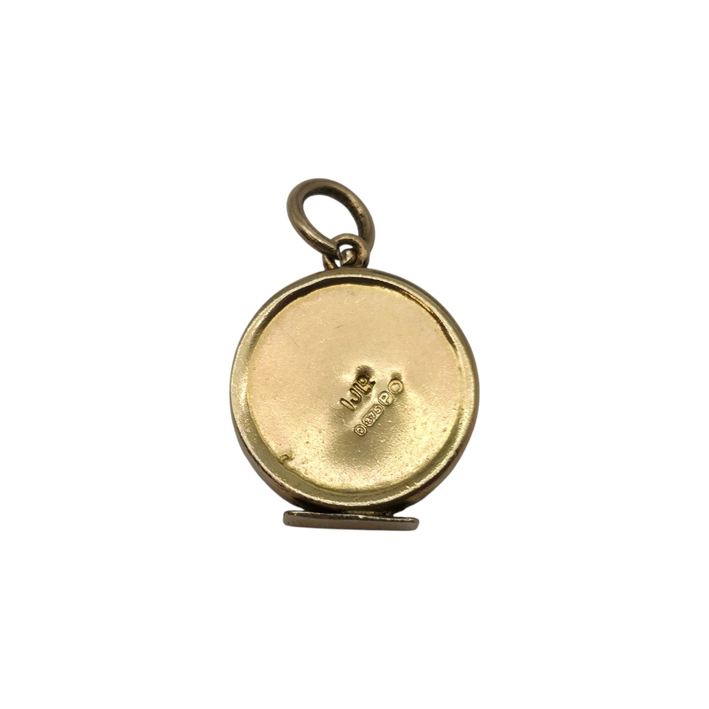 9ct 375 Yellow Gold Alarm Clock Charm 1950 L 1.2 cm 1.2 g.
