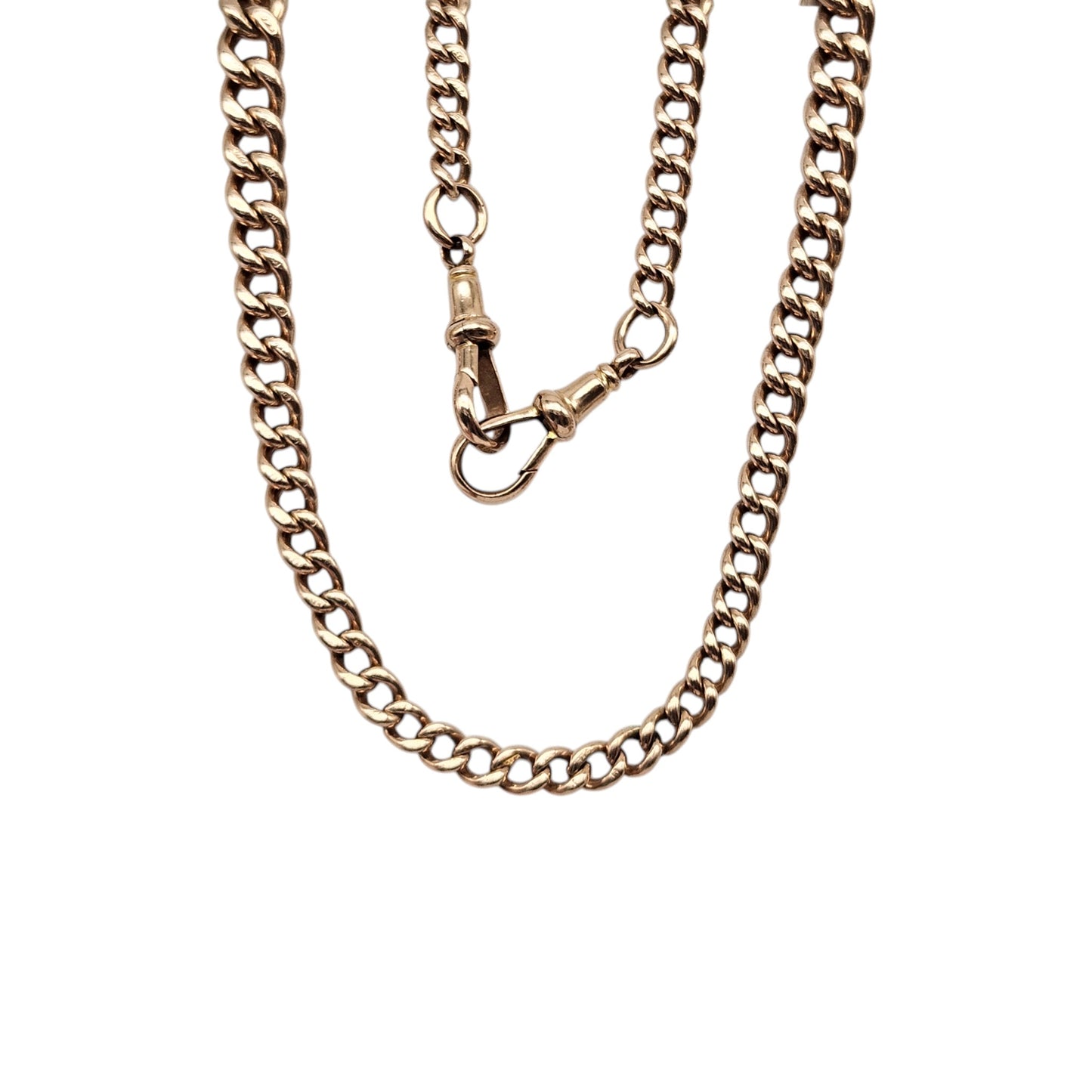 antique 9ct gold Graduated Curb Link Albert Chain