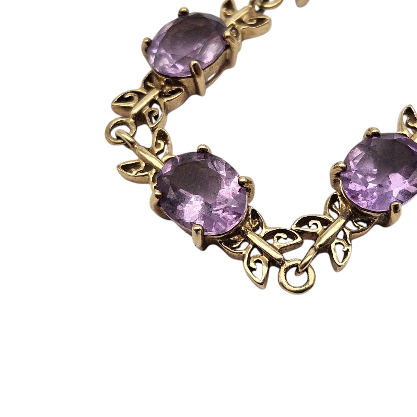 9ct 375 Yellow Gold Amethyst Bracelet 2006 L 18.9 cm 12.8 g.