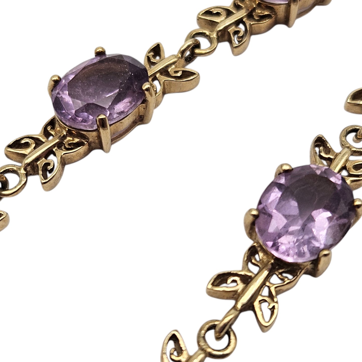 9ct 375 Yellow Gold Amethyst Bracelet 2006 L 18.9 cm 12.8 g.