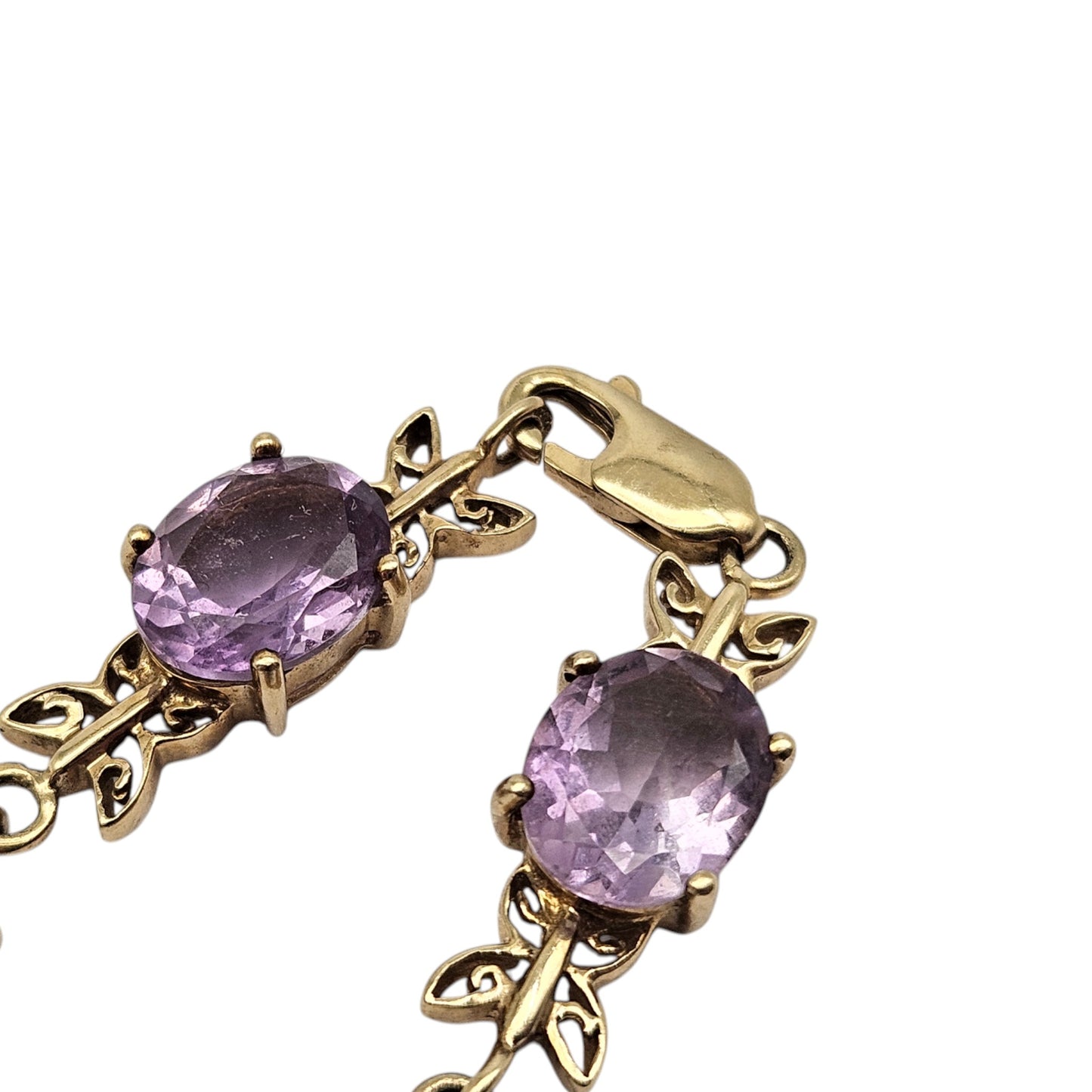 9ct 375 Yellow Gold Amethyst Bracelet 2006 L 18.9 cm 12.8 g.