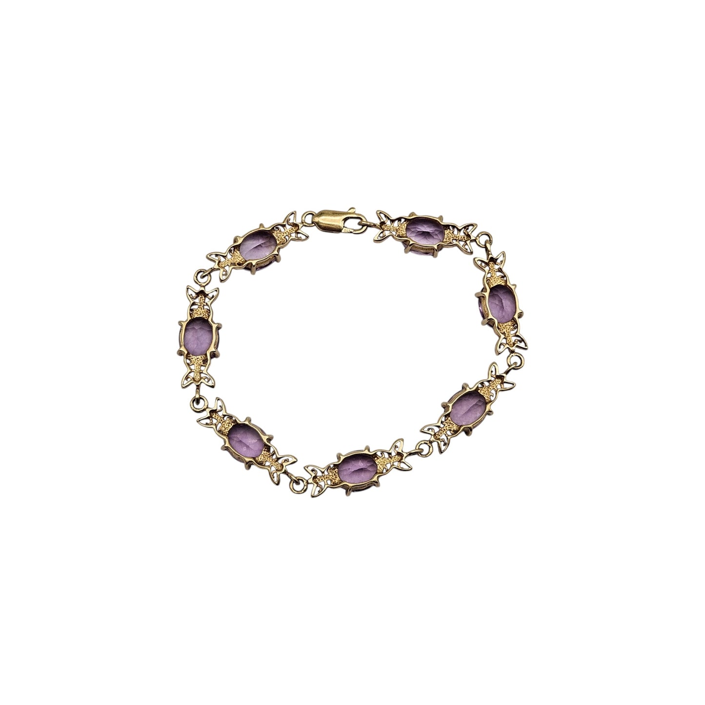 9ct 375 Yellow Gold Amethyst Bracelet 2006 L 18.9 cm 12.8 g.