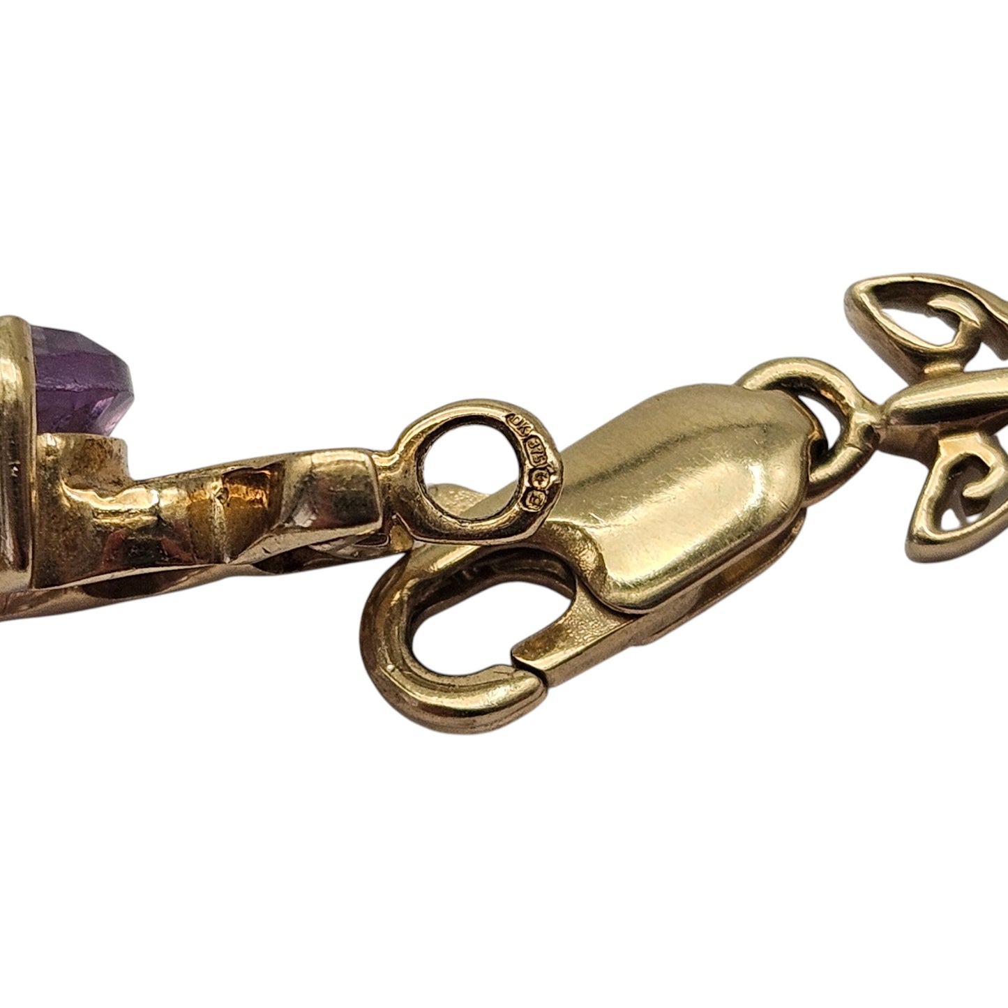 9ct 375 Yellow Gold Amethyst Bracelet 2006 L 18.9 cm 12.8 g.