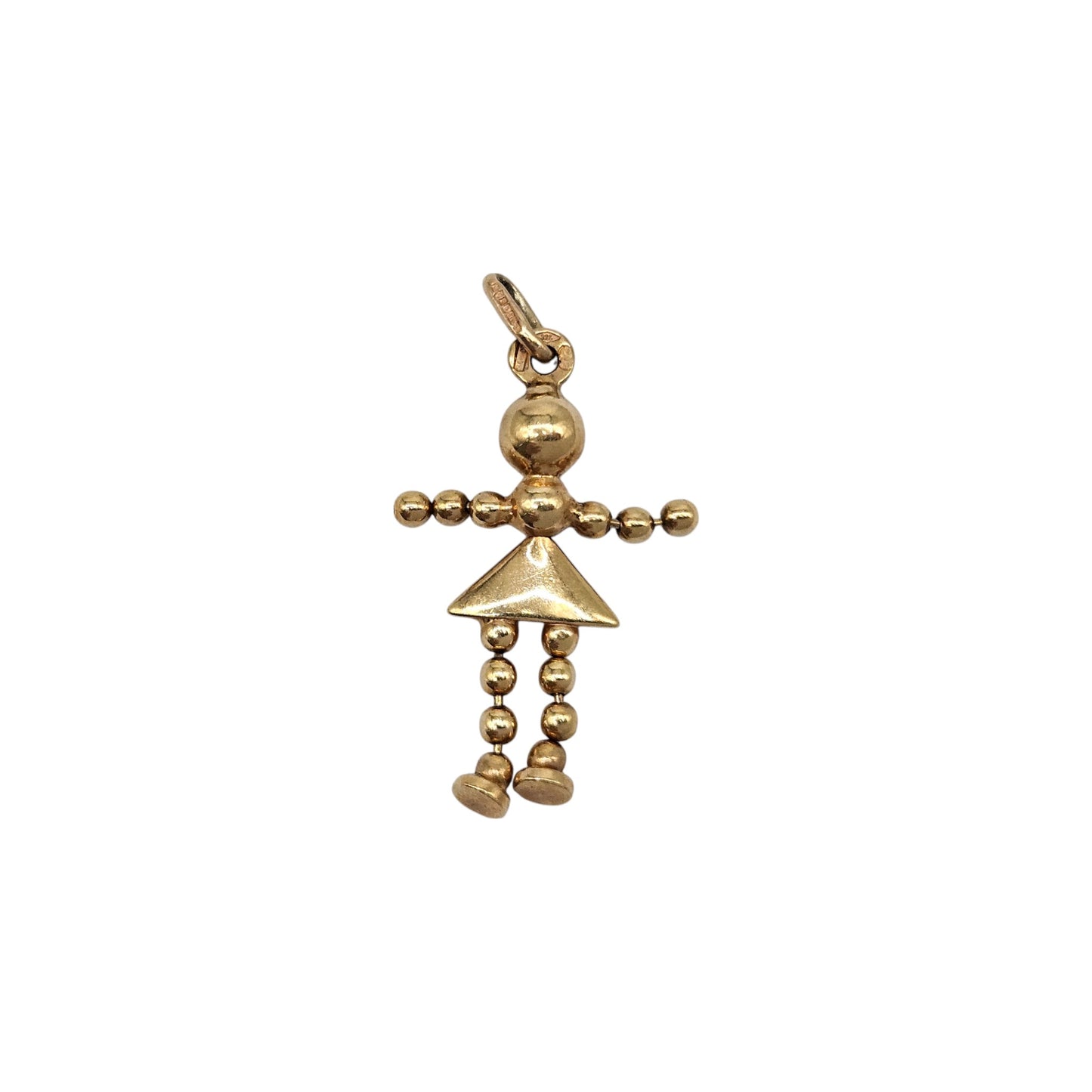 Unoaerre 9ct 375 Yellow Gold Articulated Doll Charm L 2.5 cm 1.9 g.