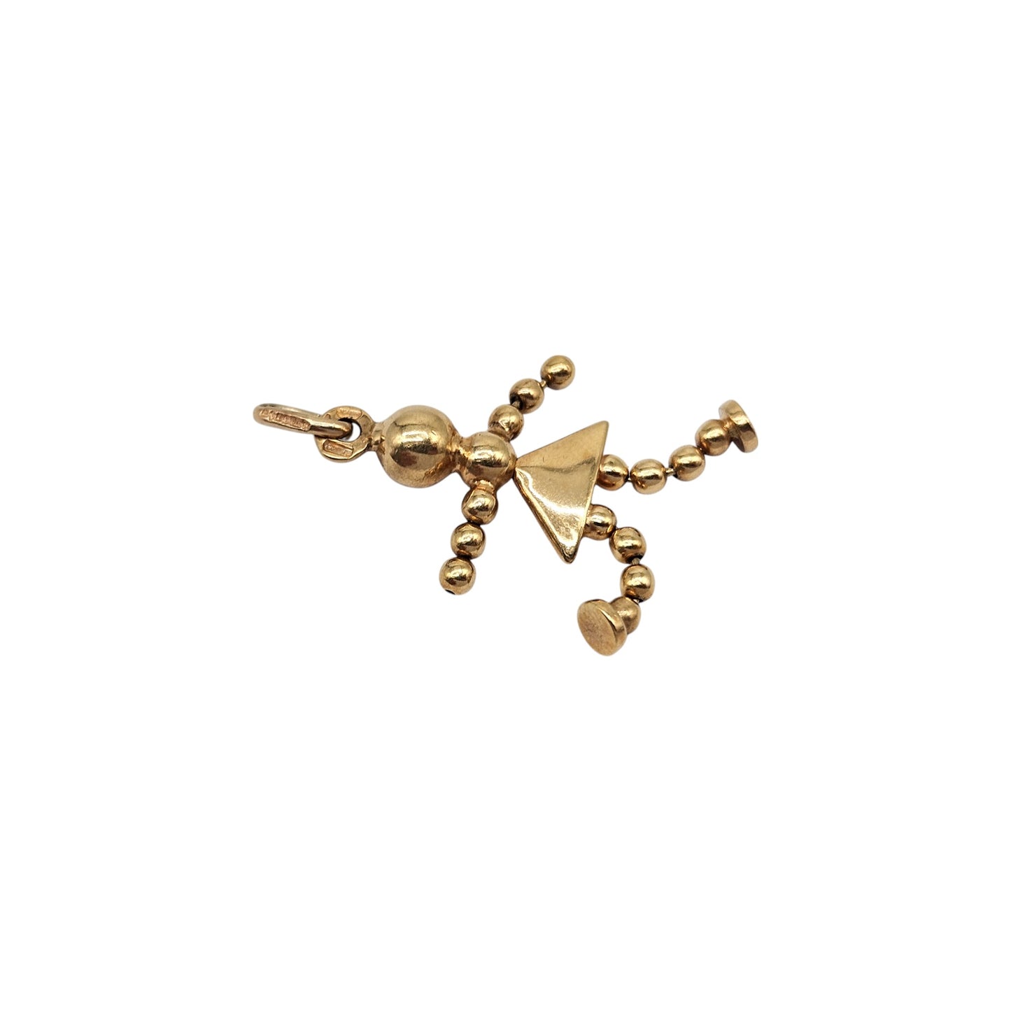 Unoaerre 9ct 375 Yellow Gold Articulated Doll Charm L 2.5 cm 1.9 g.