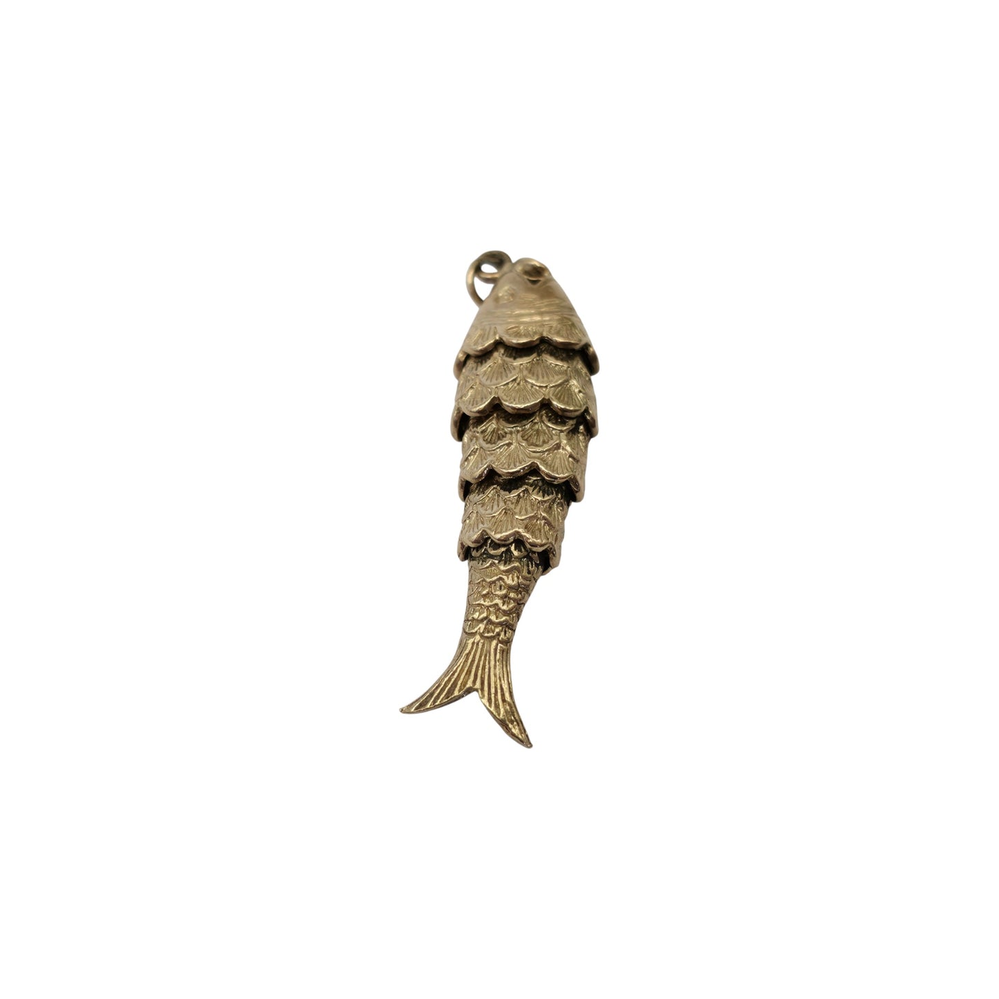 Heavy 9ct 375 Yellow Gold Articulated Fish Charm c.1975 L 3.9 cm 5.9 g.