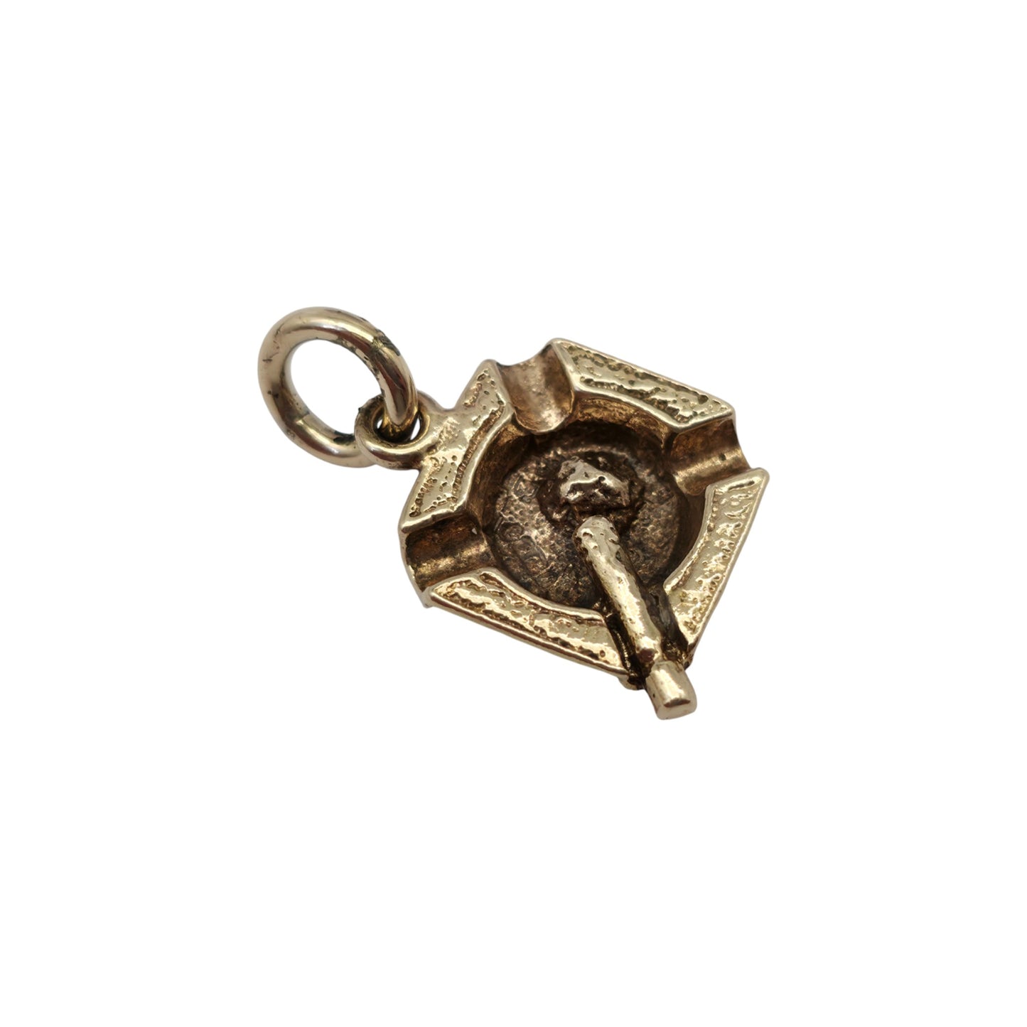 9ct 375 Yellow Gold Ashtray Charm 1964 L 1.0 cm 1.6 g.