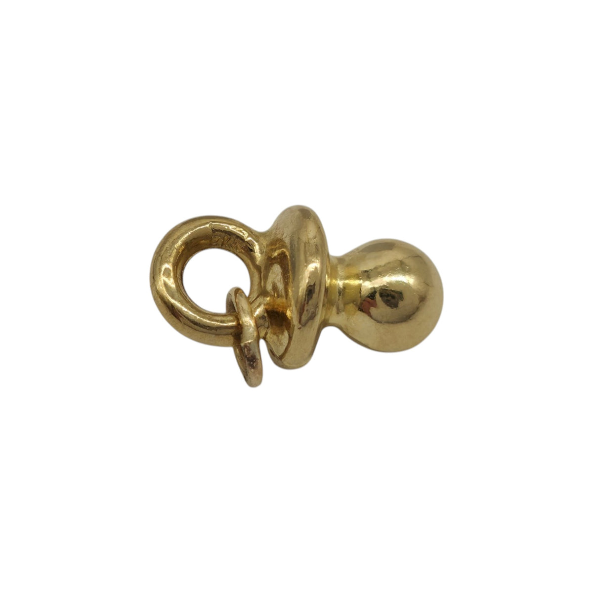 9ct Yellow Gold Baby Dummy Charm L 1.6 cm 0.8 g.