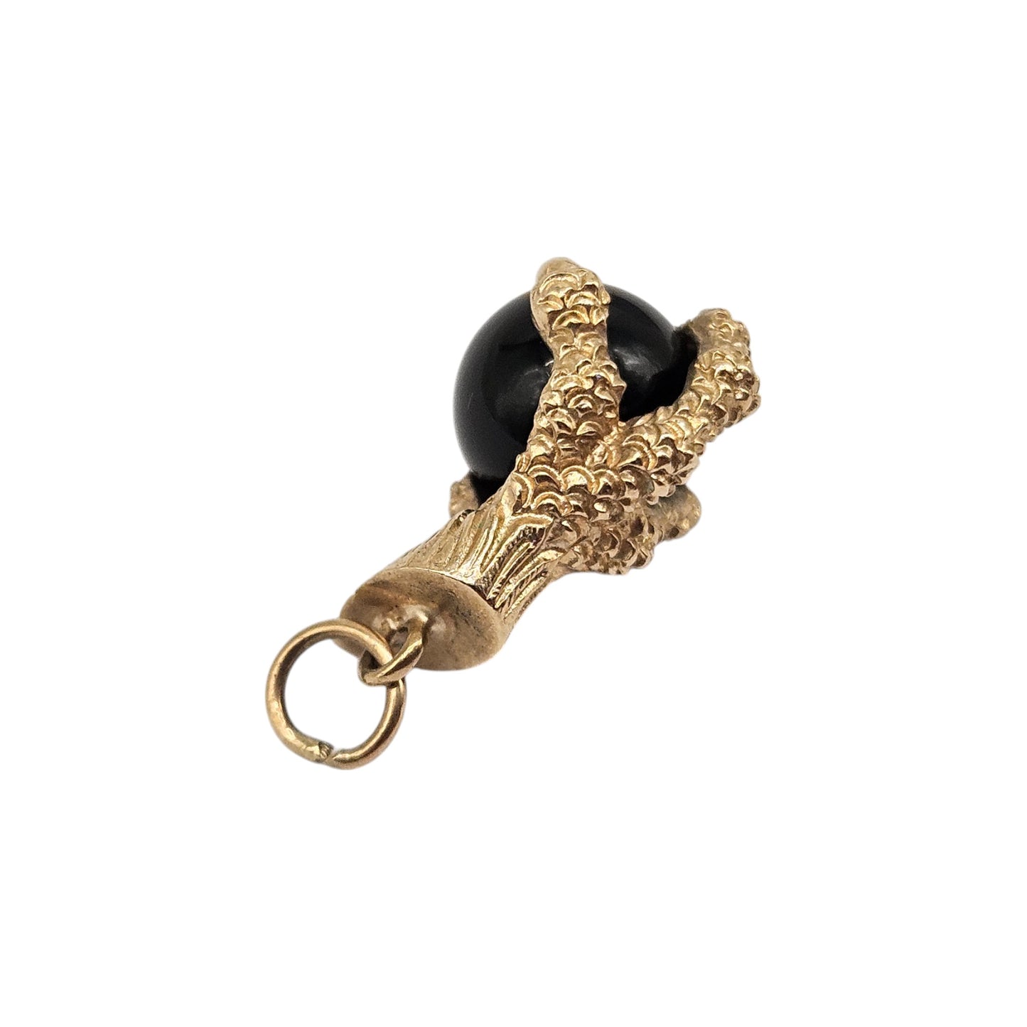 9ct 375 Yellow Gold Ball In Claw Charm 1969 L 1.9 cm 4.2 g.
