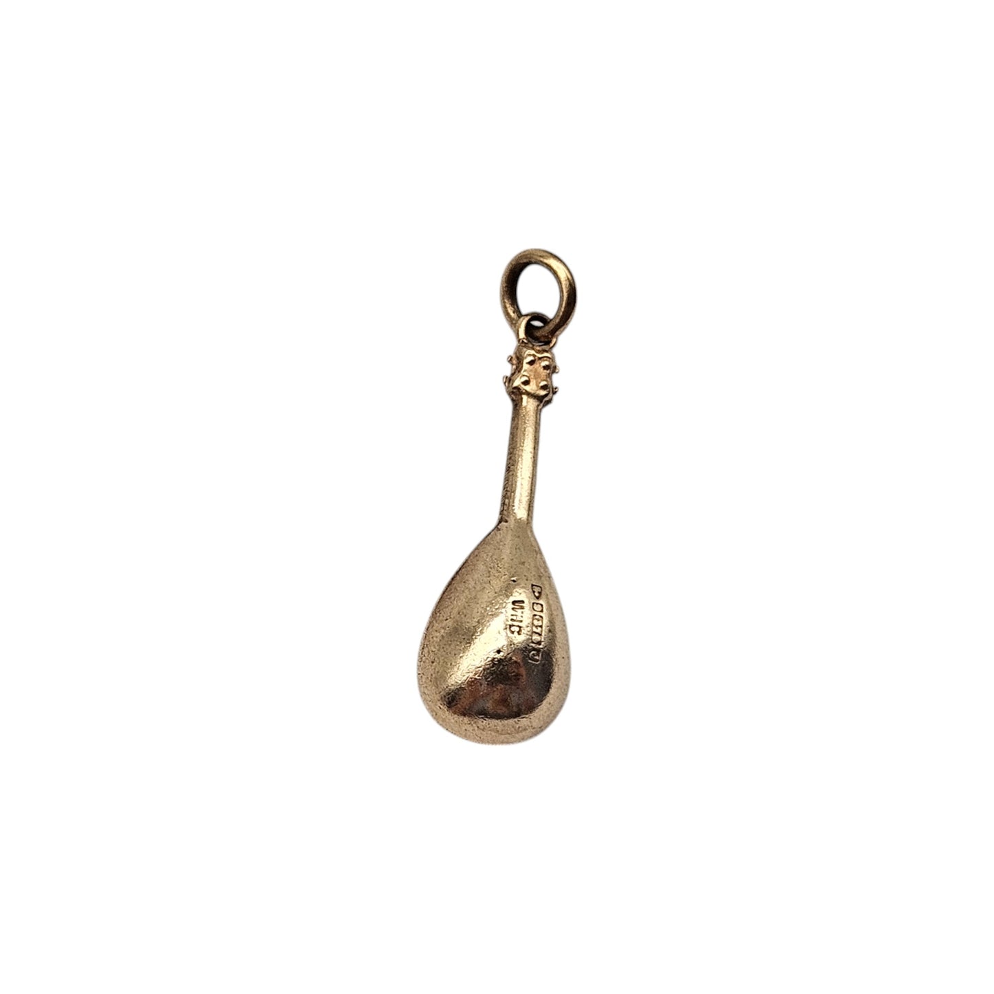 Chester 9ct 375 Yellow Gold Mandolin Charm 1959 L 1.9 cm 0.5 g.