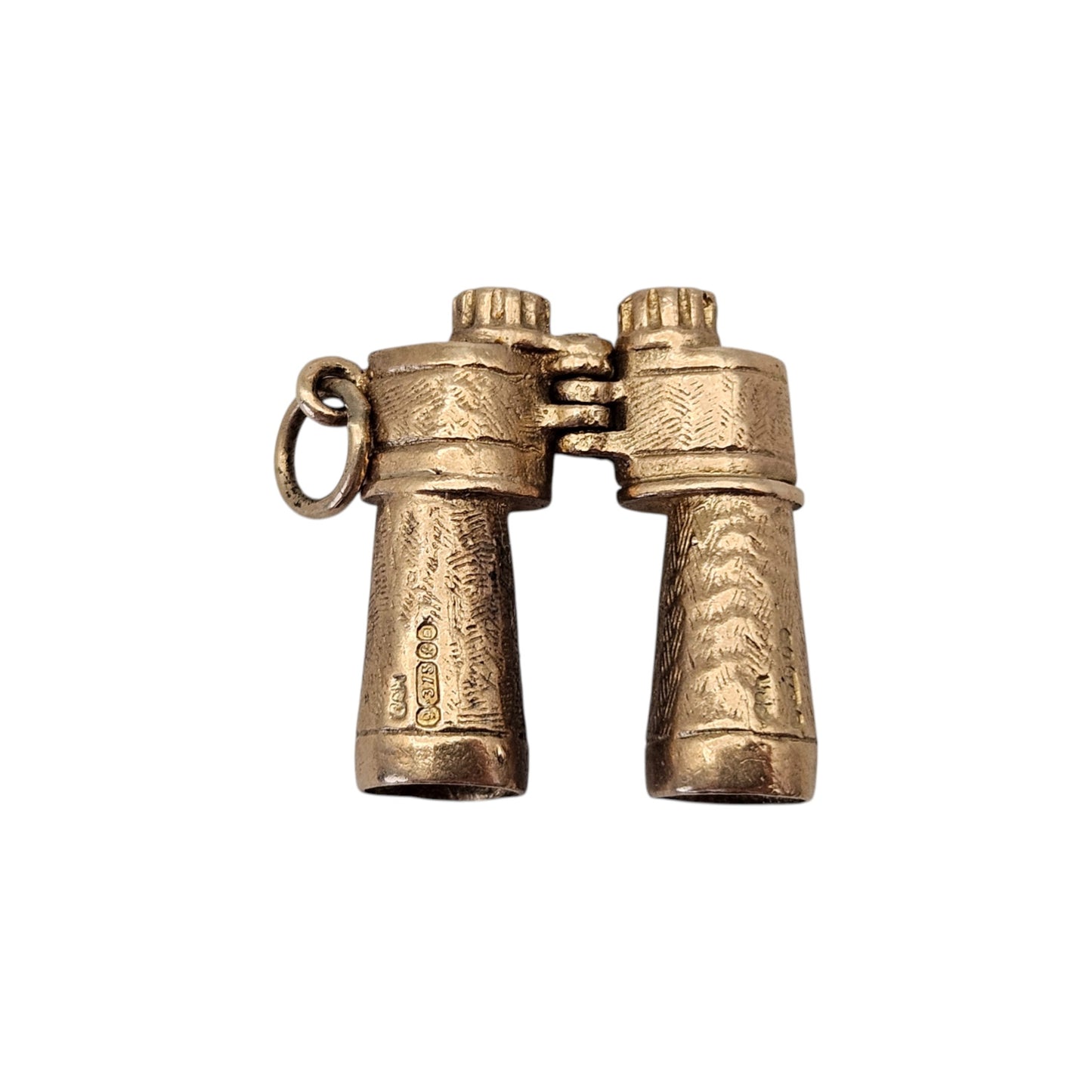 9ct 375 Yellow Gold Articulated Binoculars Charm 1961 L 1.7 cm 3.8 g.