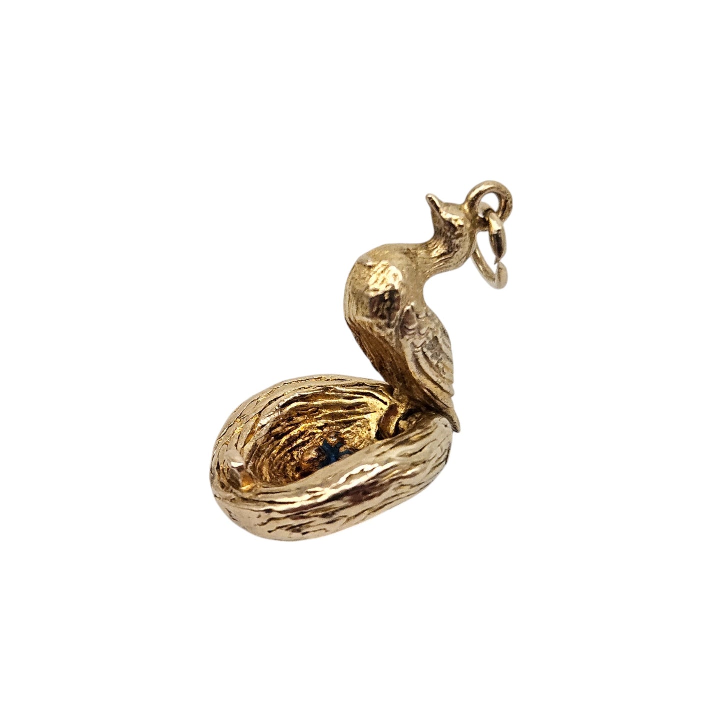 9ct 375 Yellow Gold Bird In The Nest Opening Charm L 1.3 cm 4.2 g.