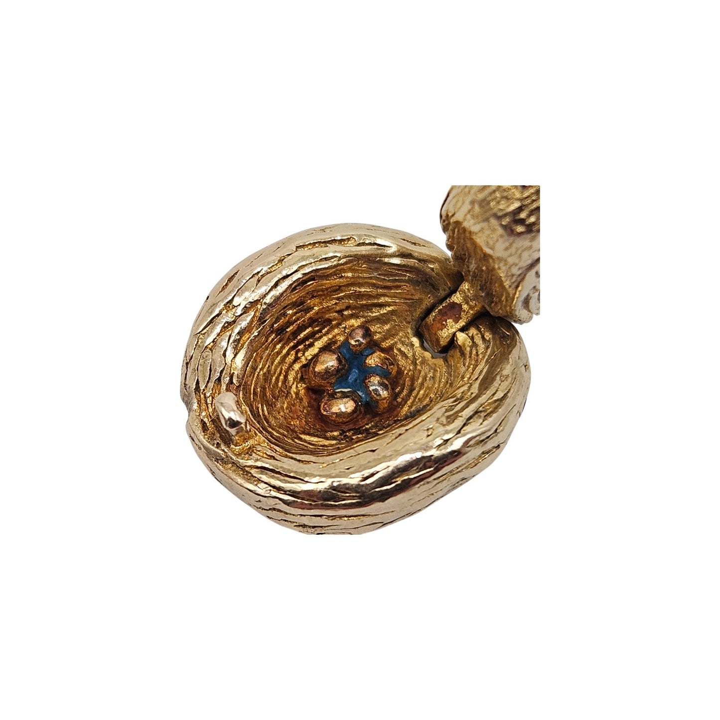 9ct 375 Yellow Gold Bird In The Nest Opening Charm L 1.3 cm 4.2 g.