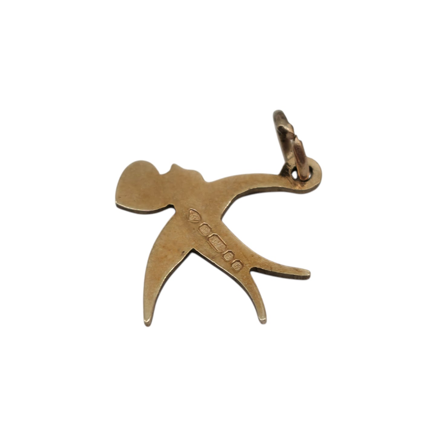 9ct 375 Yellow Gold Love Bird Charm 1977 L 1.3 cm 0.5 g.