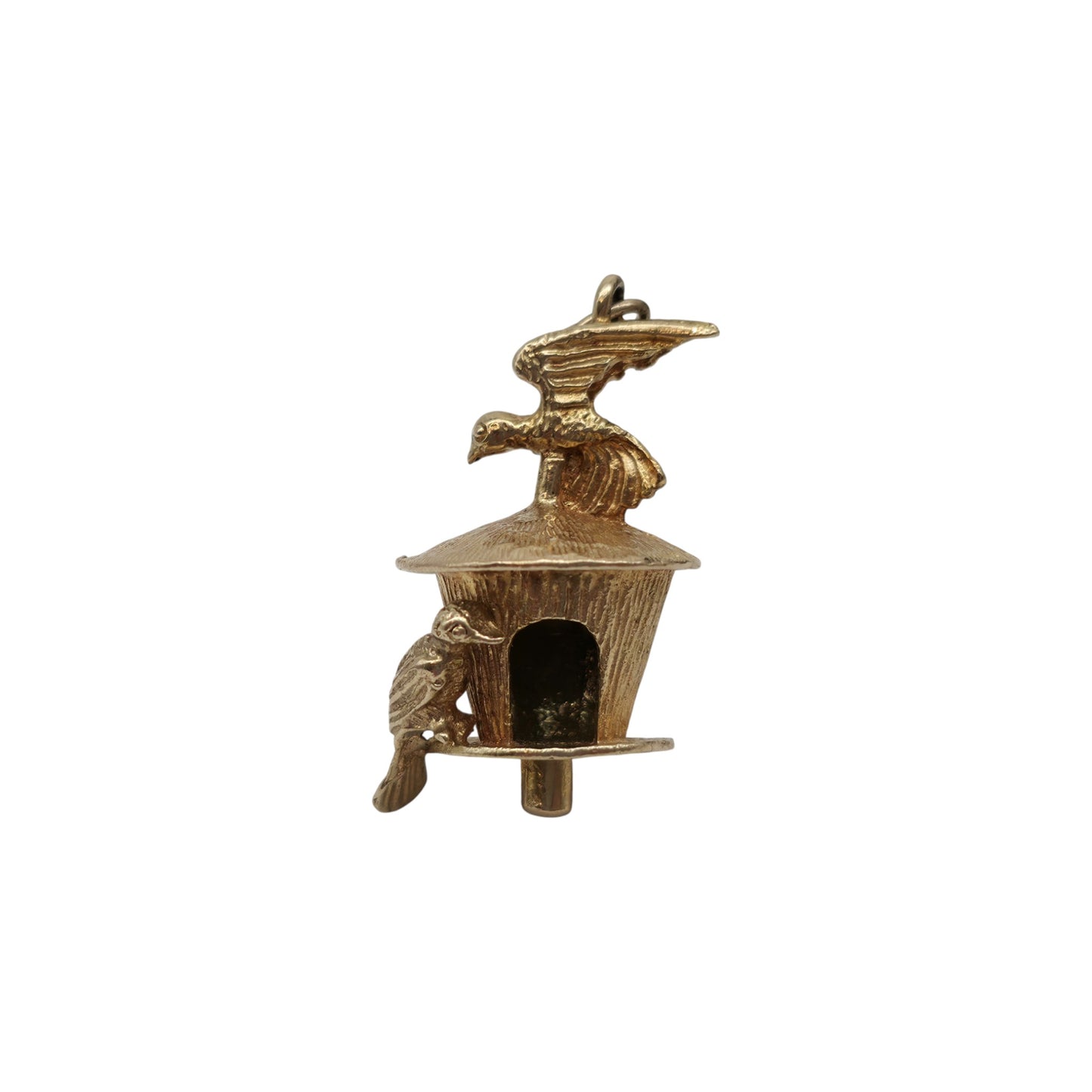 9ct 375 Yellow Gold Birds House Charm 1971 L 2.4 cm 5.2 g.