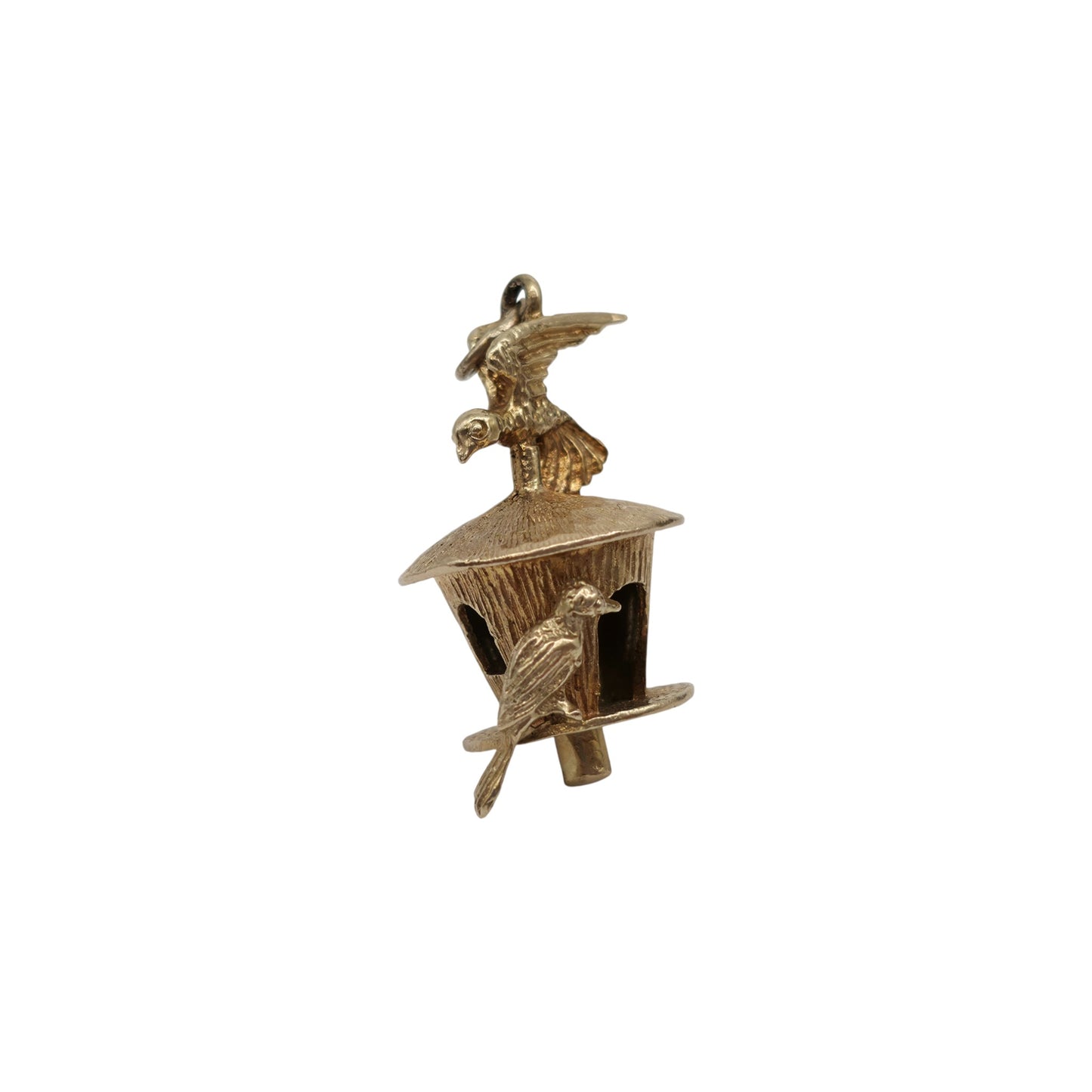 9ct 375 Yellow Gold Birds House Charm 1971 L 2.4 cm 5.2 g.