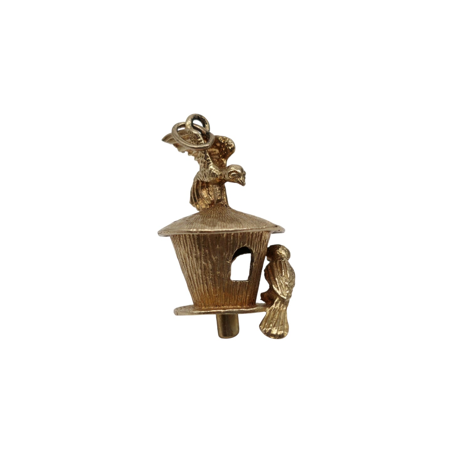9ct 375 Yellow Gold Birds House Charm 1971 L 2.4 cm 5.2 g.