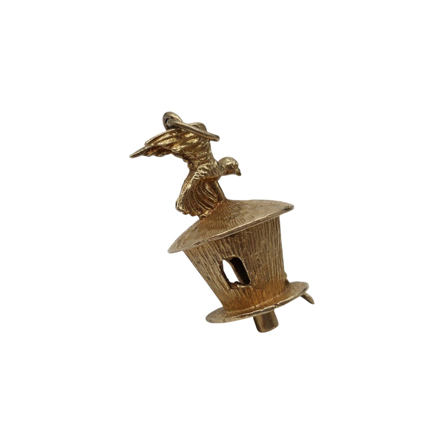 9ct 375 Yellow Gold Birds House Charm 1971 L 2.4 cm 5.2 g.