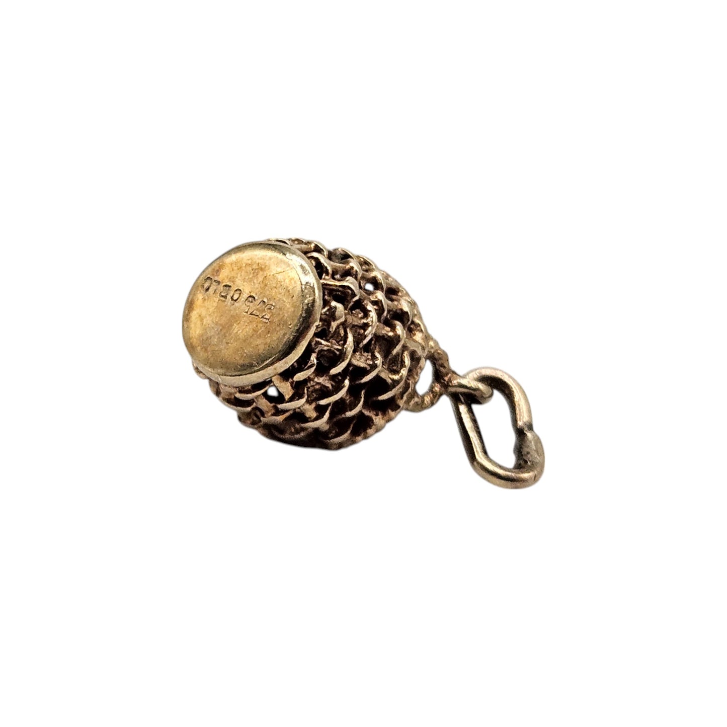 9ct 375 Yellow Gold Bottle In Basket Charm L 1.0 cm 1.2 g.