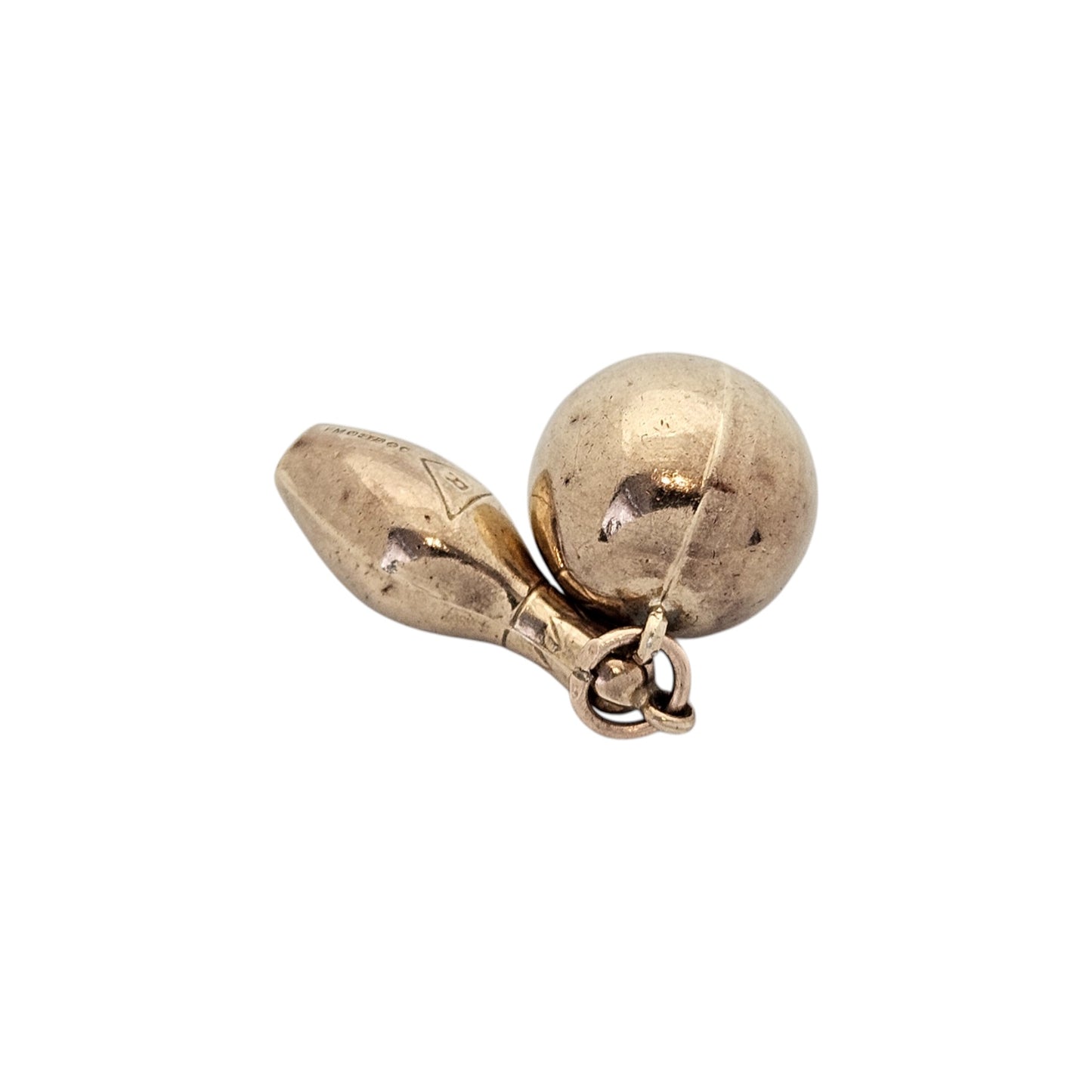 9ct 375 Yellow Gold Bowling Charm 1965 L 2.1 cm 1.9 g.