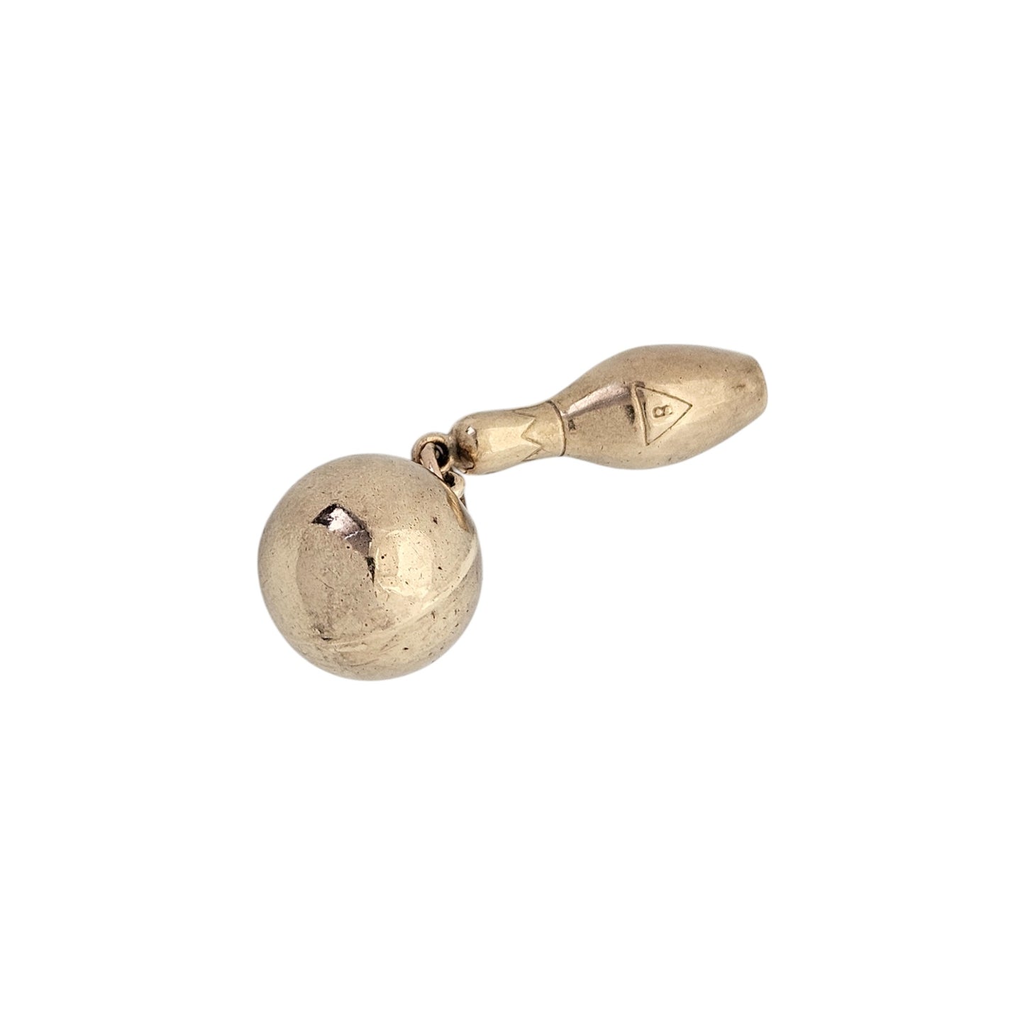 9ct 375 Yellow Gold Bowling Charm 1965 L 2.1 cm 1.9 g.
