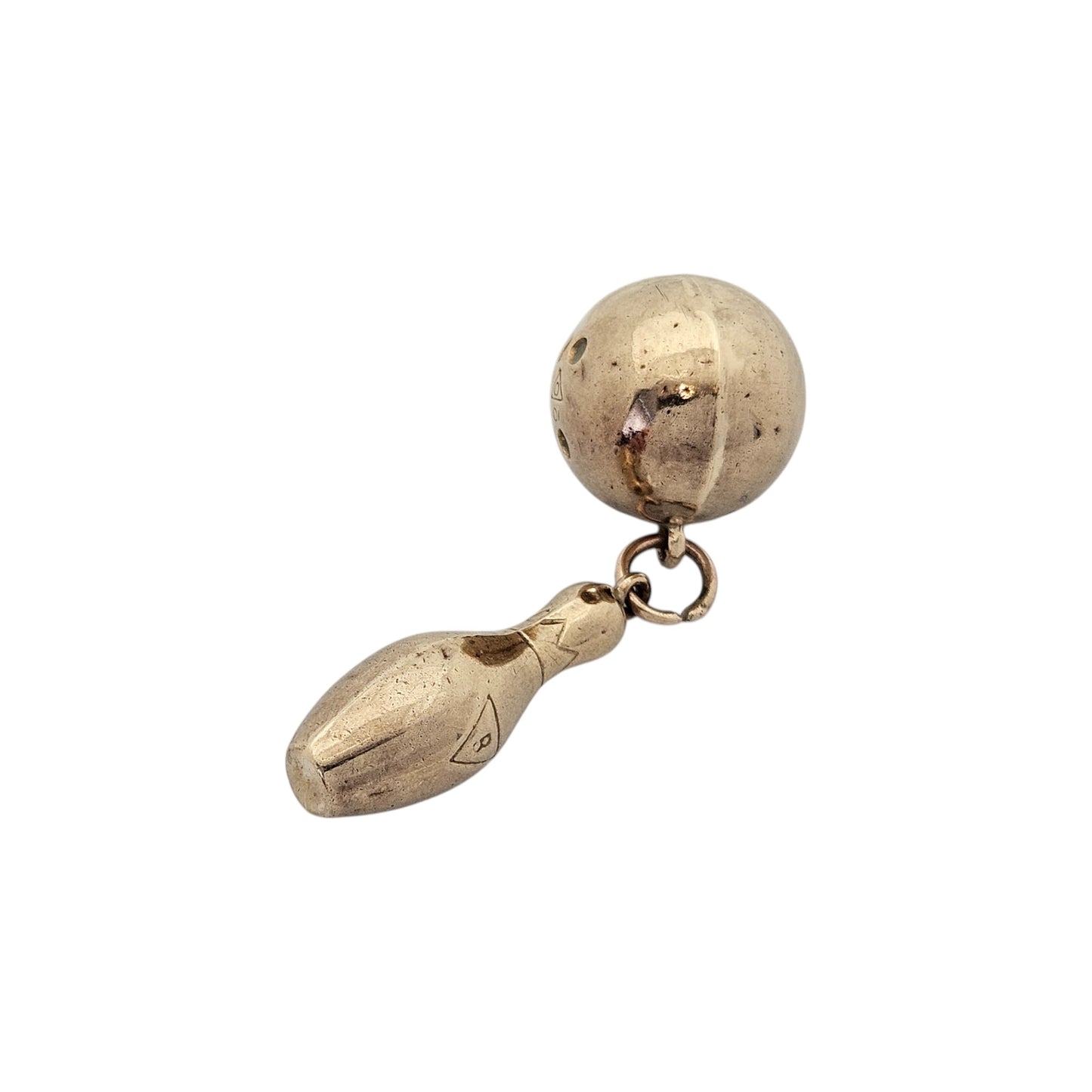 9ct 375 Yellow Gold Bowling Charm 1965 L 2.1 cm 1.9 g.