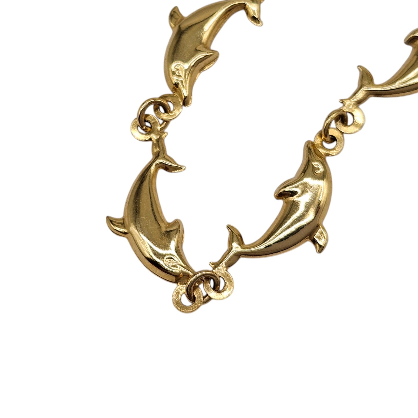 9ct 375 Yellow Gold Dolphin Bracelet L 18.2 cm 2.7 g.