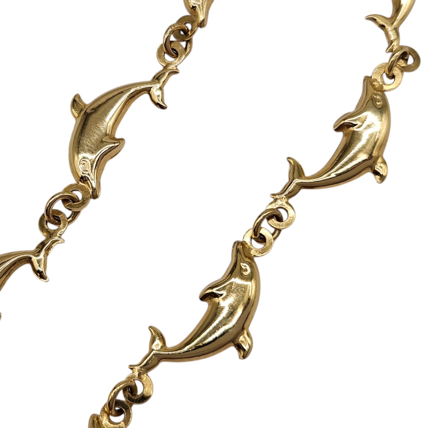 9ct 375 Yellow Gold Dolphin Bracelet L 18.2 cm 2.7 g.