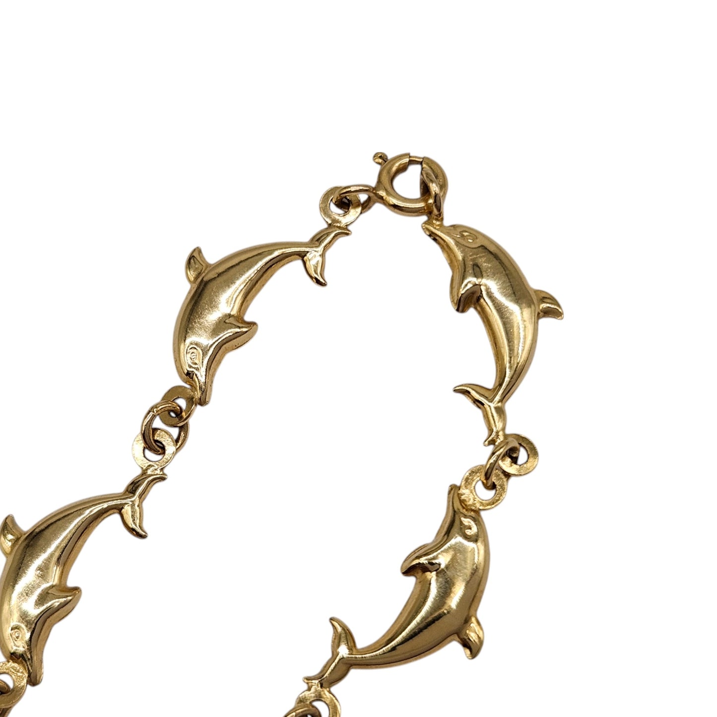 9ct 375 Yellow Gold Dolphin Bracelet L 18.2 cm 2.7 g.