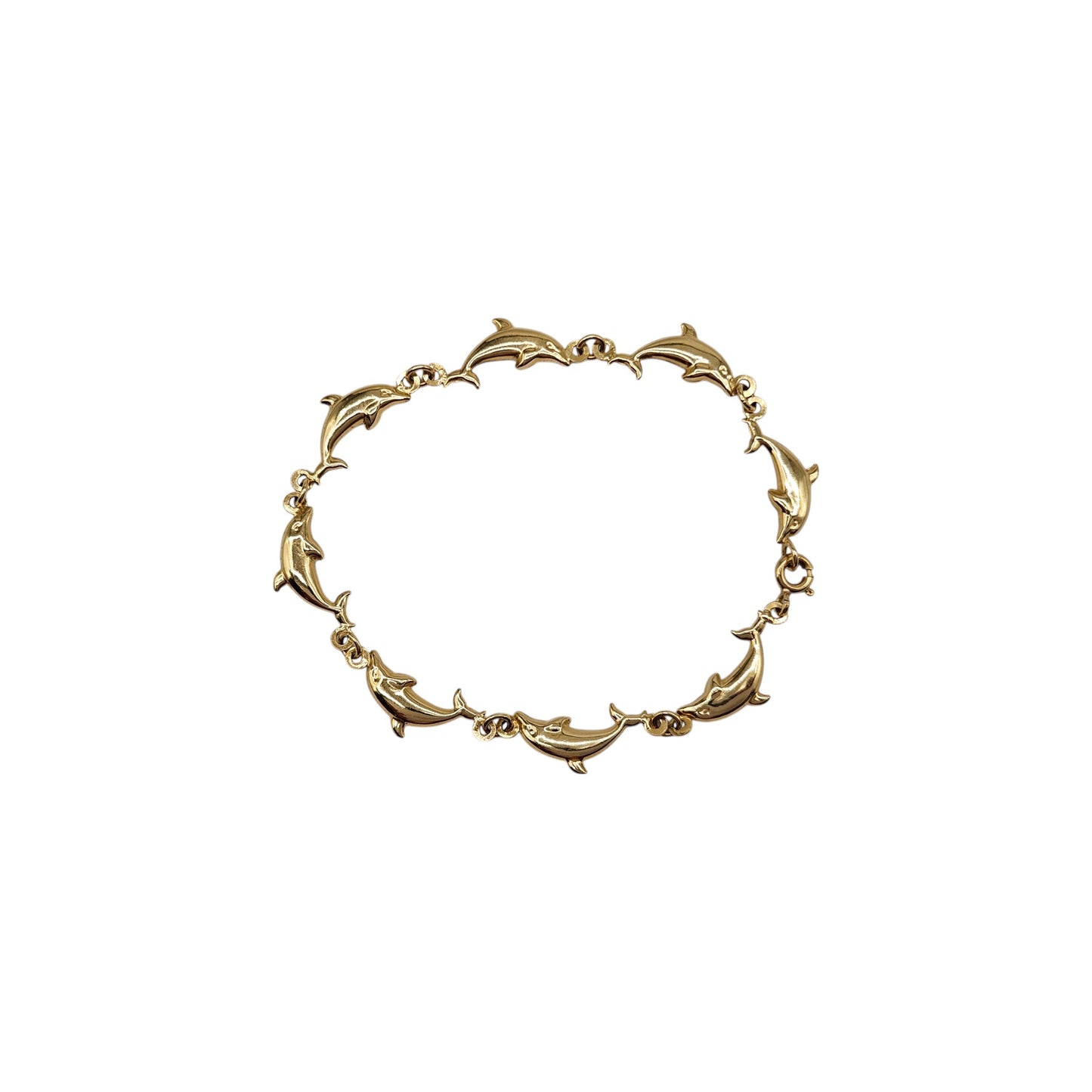 9ct 375 Yellow Gold Dolphin Bracelet L 18.2 cm 2.7 g.