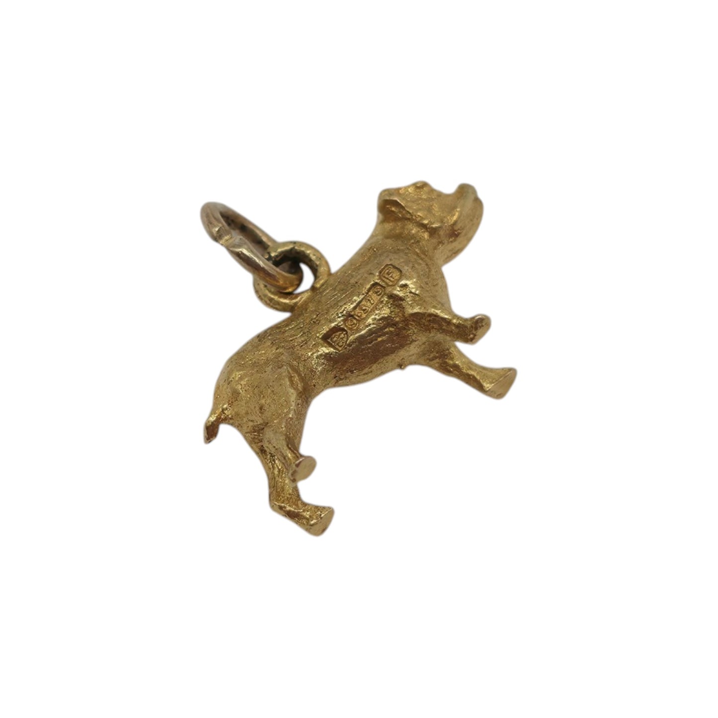 Chester 9ct 375 Yellow Gold Bulldog Charm 1956 L 1.4 cm 1.8 g.