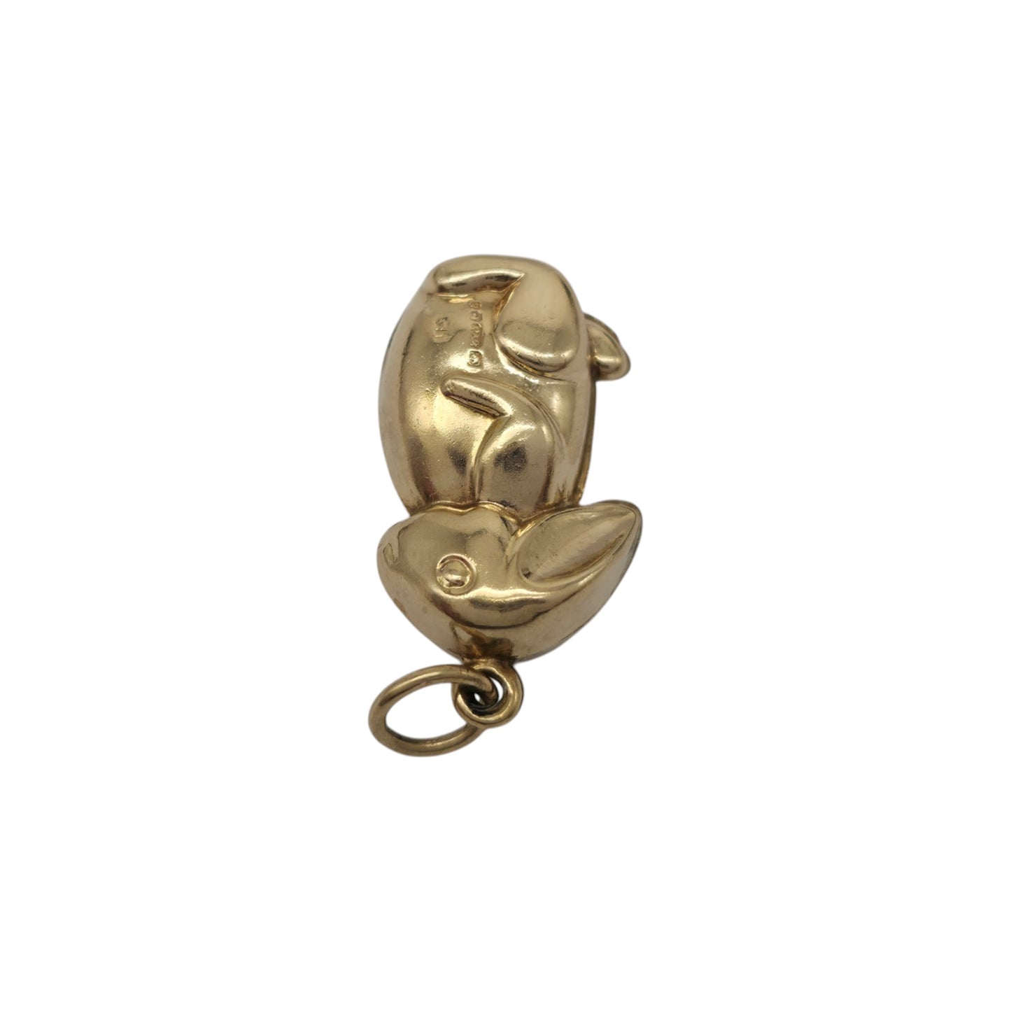 9ct 375 Yellow Gold Bunny Charm 1979 L 1.7 cm 1.2 g.