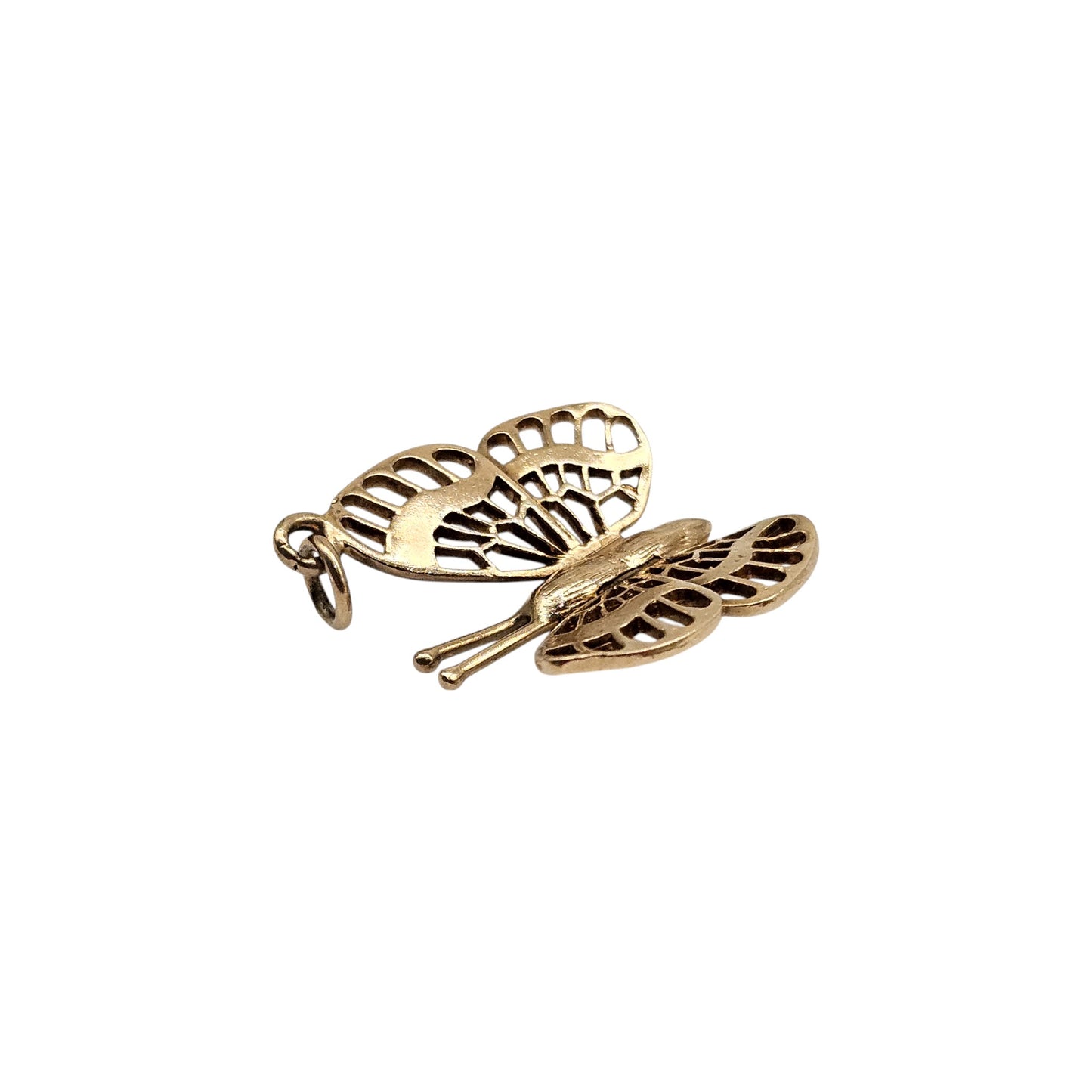 9ct 375 Yellow Gold Articulated Butterfly Charm 1968 L 1.8 cm 2.7 g.