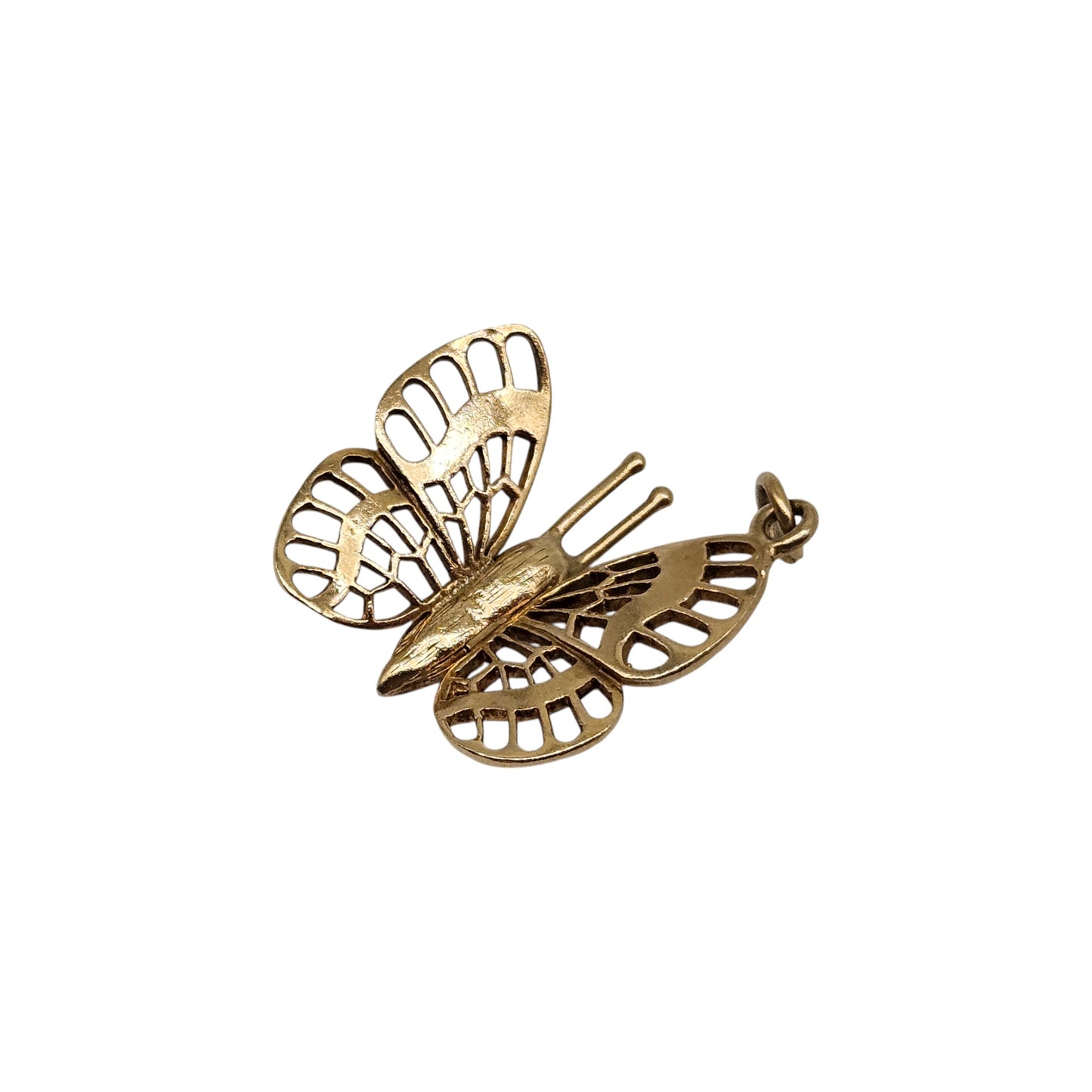 9ct 375 Yellow Gold Articulated Butterfly Charm 1968 L 1.8 cm 2.7 g.