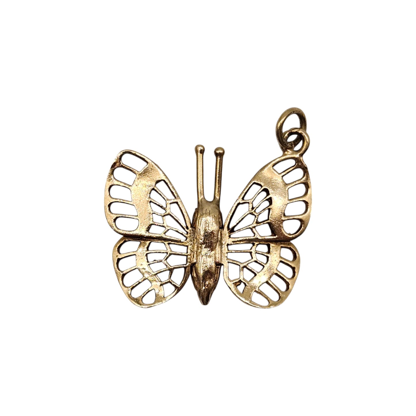 9ct 375 Yellow Gold Articulated Butterfly Charm 1968 L 1.8 cm 2.7 g.