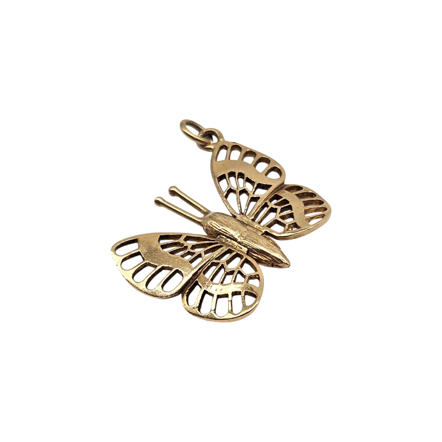 9ct 375 Yellow Gold Articulated Butterfly Charm 1968 L 1.8 cm 2.7 g.